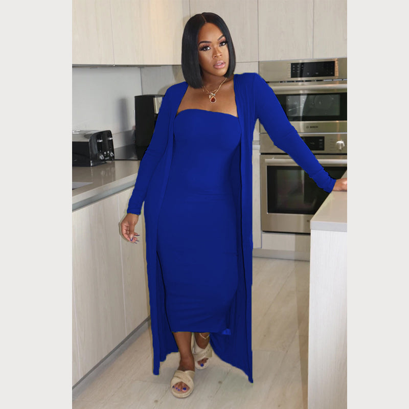 Sexy Strapless Skirt Coat Two-Piece Set - Women's Fashion Outfit for Party, Date Night & Special Occasions
