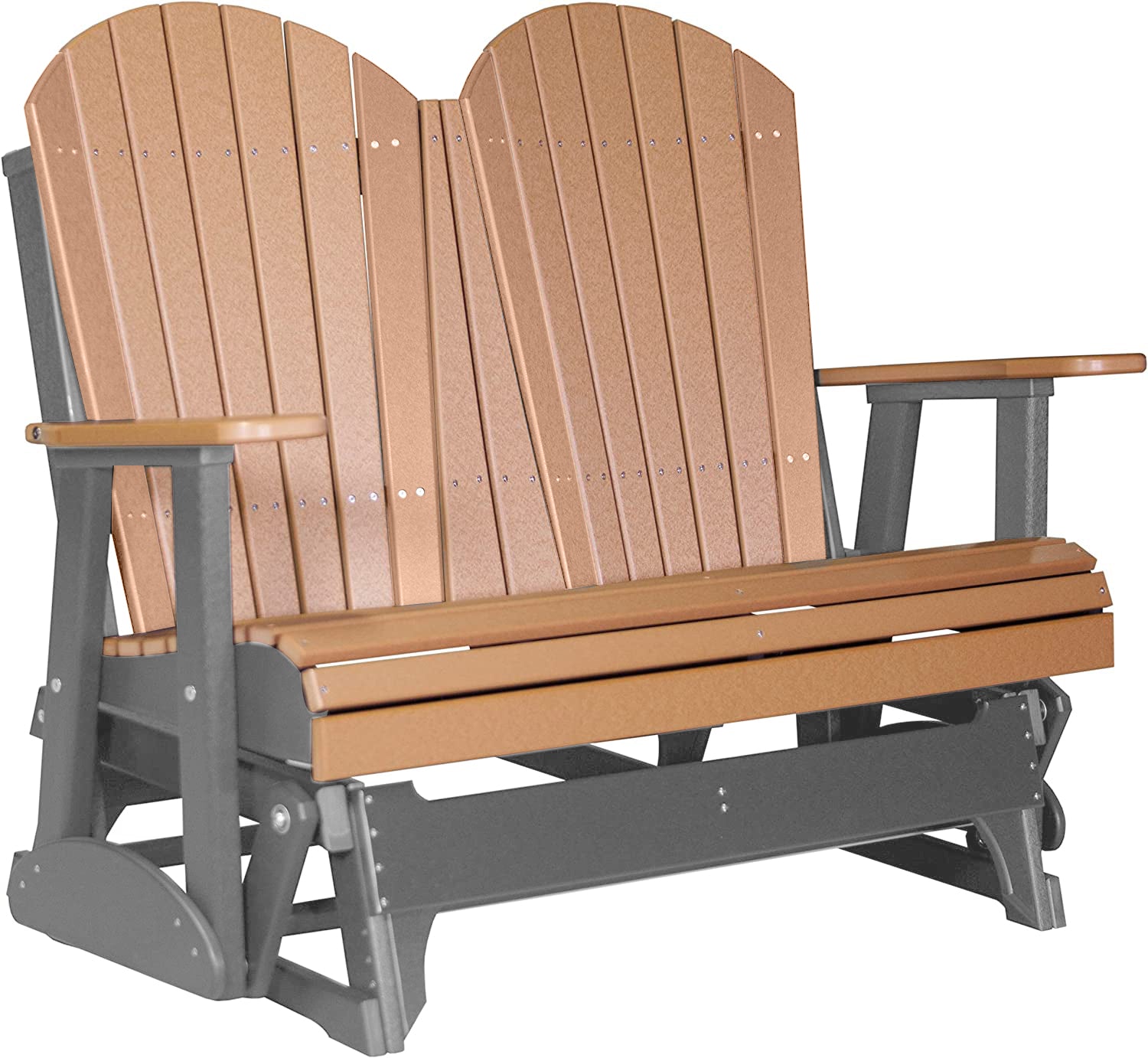 LuxCraft 4 ft. Cedar Recycled Plastic Adirondack Outdoor Glider Chair - Perfect for Patio, Garden, and Backyard Relaxation
