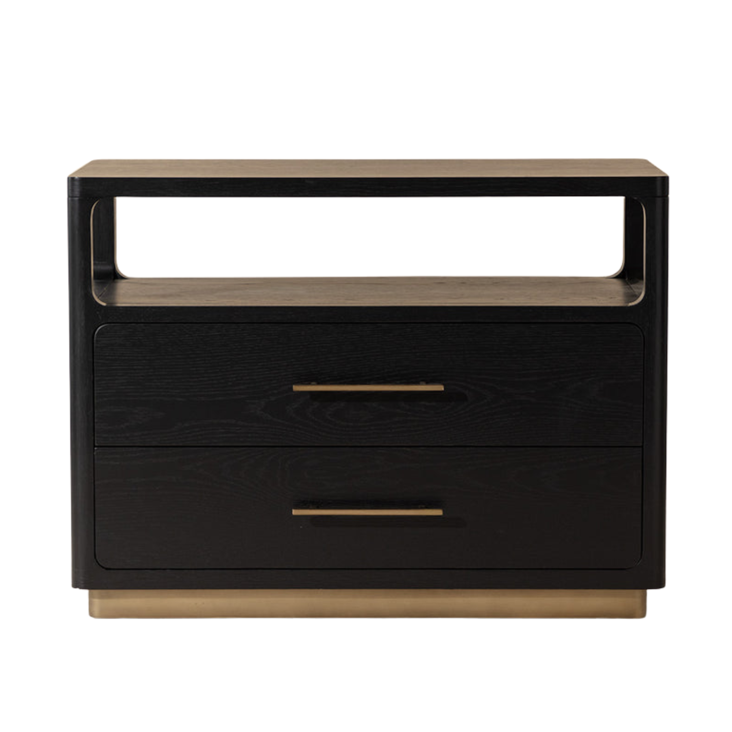 Modern Black Nightstand with 2 Drawers - Stylish Bedside Table for Bedroom, Living Room, or Office - Solid Wood Construction with Smooth Gliding Drawers