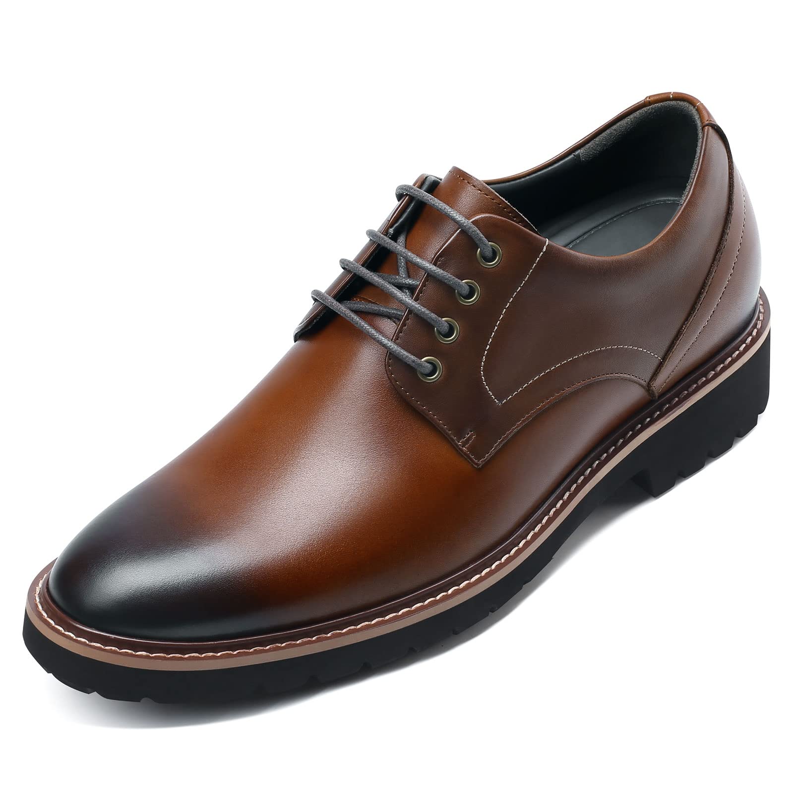 CHAMARIPA Men's Height Increasing Shoes - Leather Lace-up Dress Elevator Shoes for Discreet Height Boost | Perfect for Work, Weddings & Formal Events