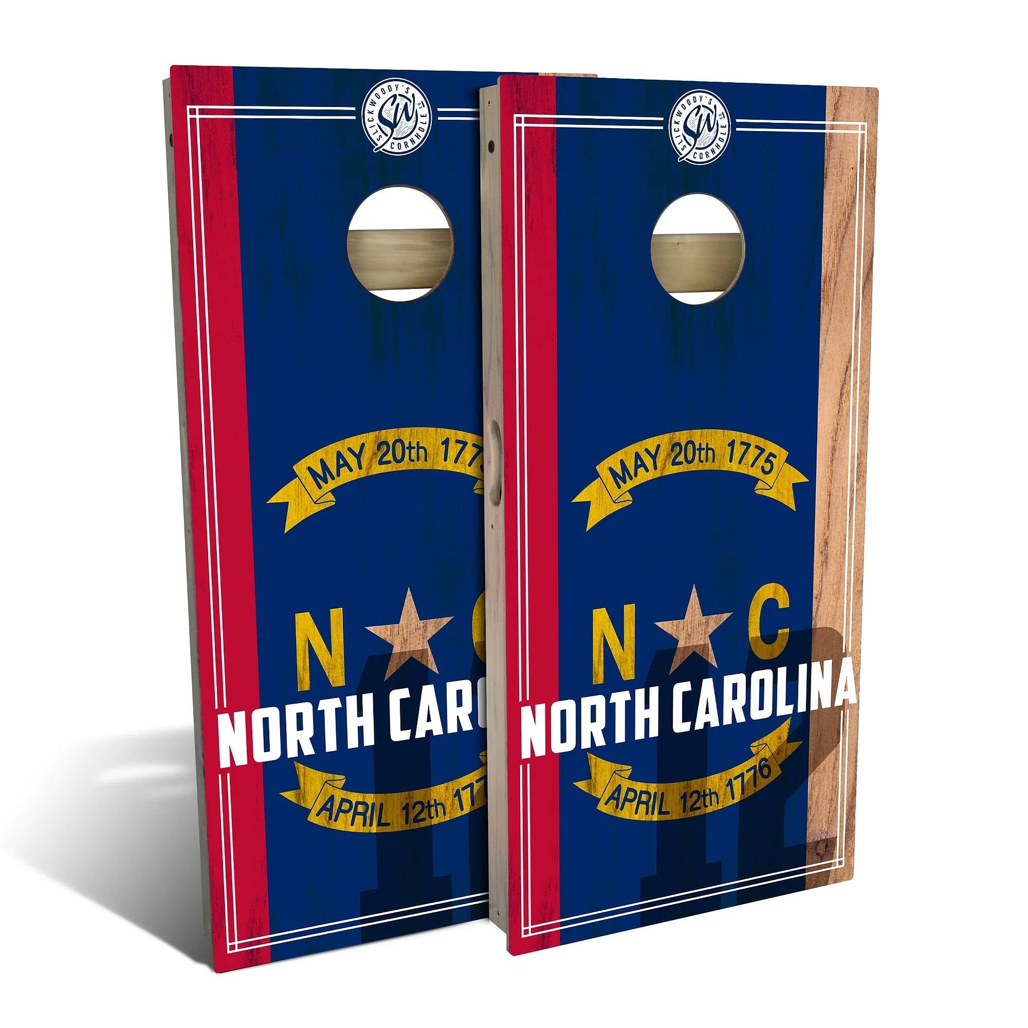 Skip's Garage North Carolina Flag 2.0 Cornhole Board Set - Regulation Size Bean Bag Toss Game with 2 Boards & 8 Bags - Perfect for Tailgating, Backyard Parties and Outdoor Events