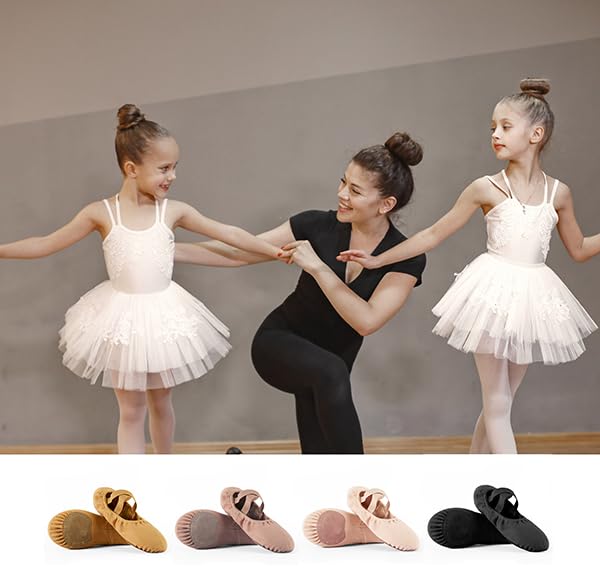 MSMAX Stretch Ballet Slippers for Dance Performance - Comfortable Ballet Flats for Toddler, Kids & Adults | Perfect for Ballet Class, Recital & Dance Practice
