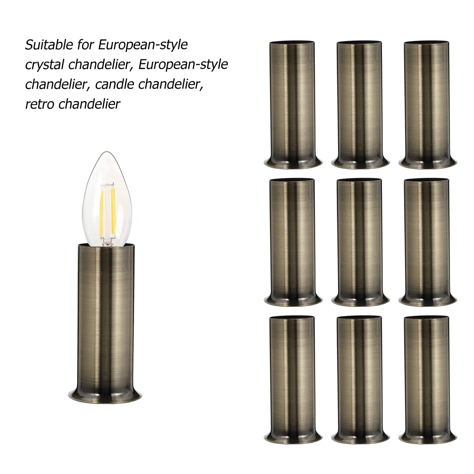 OSALADI 12-Piece Metal Chandelier Candle Covers - Tall Candle Sleeves for Most Chandeliers (Green) - Elegant Lighting Protection for Dining Rooms, Weddings & Home Decor