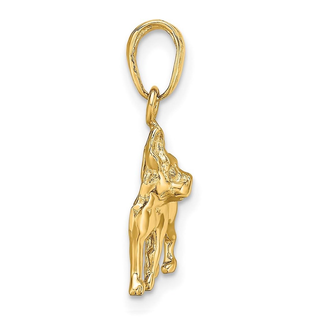14K Yellow Gold Solid Polished Pit Bull Dog Pendant Necklace for Women - 20x13mm Wide Animal Jewelry Gift for Dog Lovers, Pet Memorial, Birthday & Anniversary