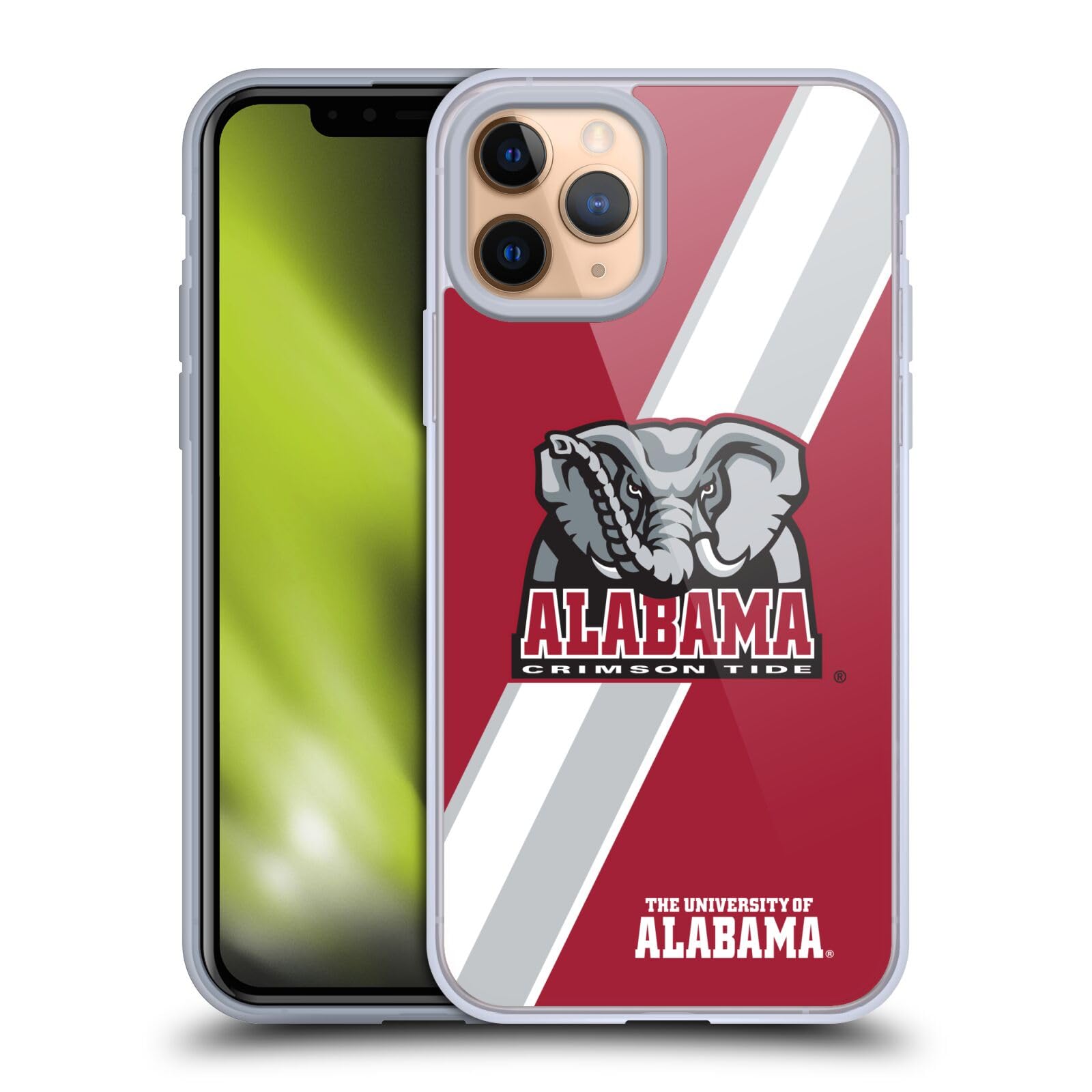 Officially Licensed University of Alabama UA Stripes Soft Gel Phone Case for Apple iPhone 11 Pro - Durable Protective Cover for School, Game Day & College Pride