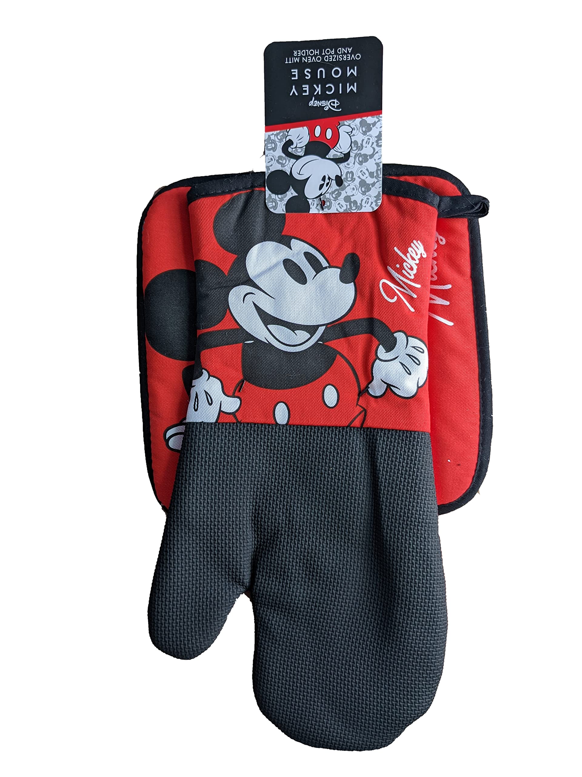 Disney Mickey Mouse 2-Pack Oversized Oven Mitts and Pot Holders Set - Red Kitchen Accessories for Baking, Cooking & Grilling - Perfect Gift for Disney Fans