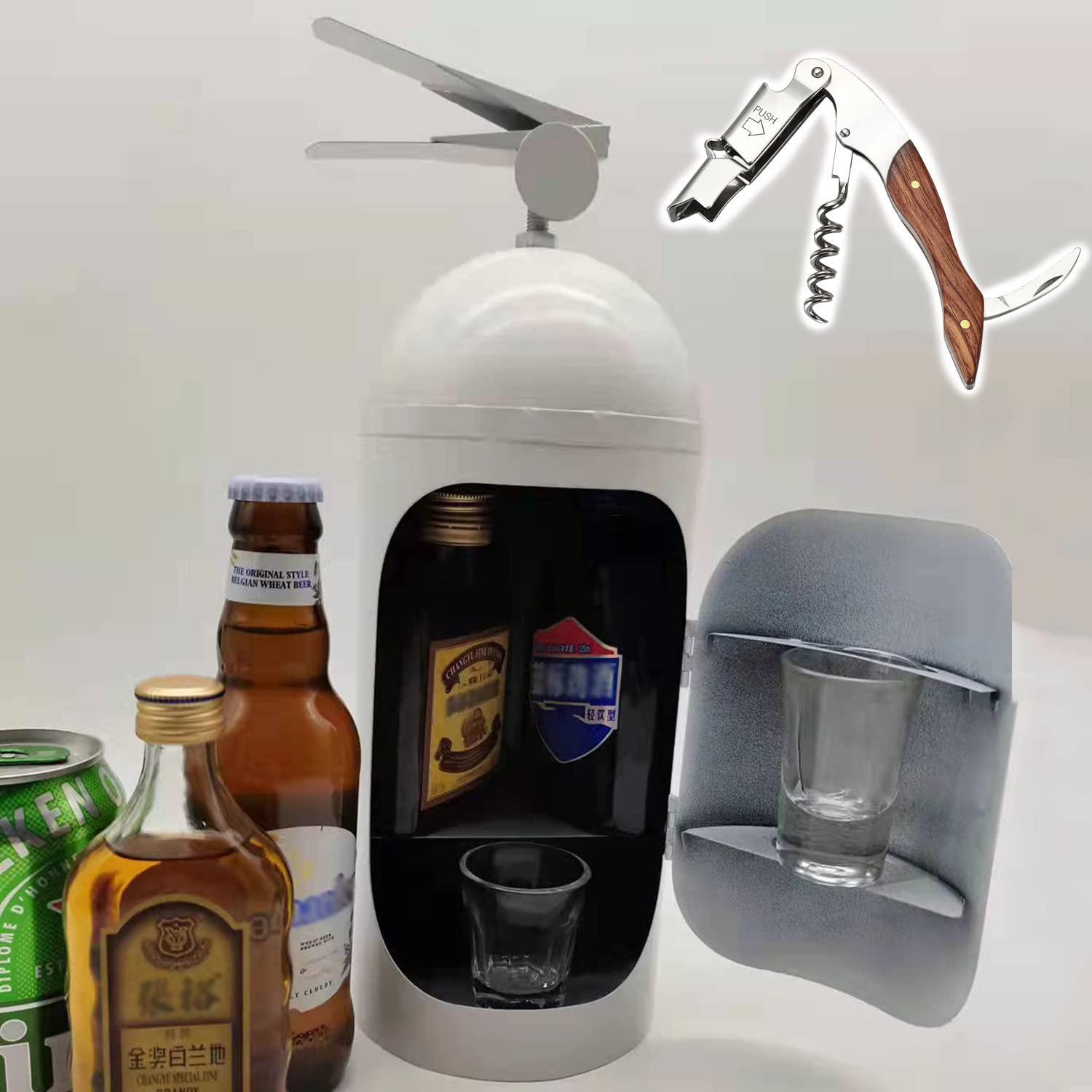 Mini Fire Extinguisher Shaped Whiskey Bar - Novelty Liquor Storage & Home Bar Decor - Unique Gift for Men, Firefighters & Whiskey Lovers - Perfect for Home Bars, Man Caves & Themed Parties