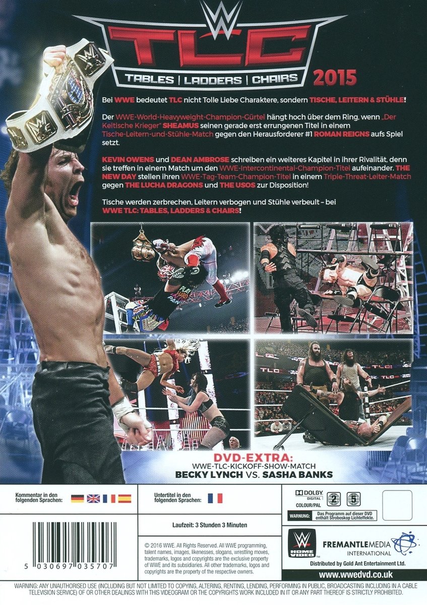 TLC Tables Ladders Chairs 2015 - Professional Wrestling Event DVD - Perfect for Wrestling Fans & Collectors