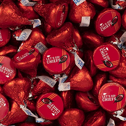 Chiefs Football Party Candy Kisses (100 Count) - No Assembly Required - Milk Chocolate Football Treats for Game Day, Tailgating & Super Bowl Parties