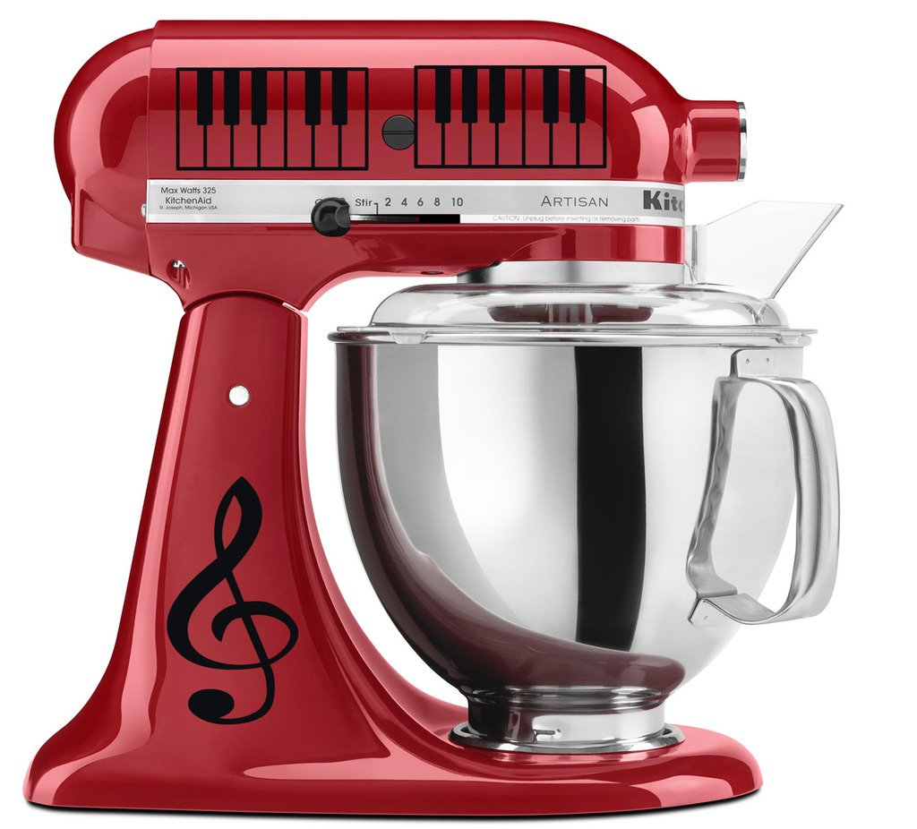 Treble Clef & Piano Keys Vinyl Decal Set for KitchenAid Mixers - Black Music Note Stickers - Perfect for Baking Enthusiasts & Music Lovers