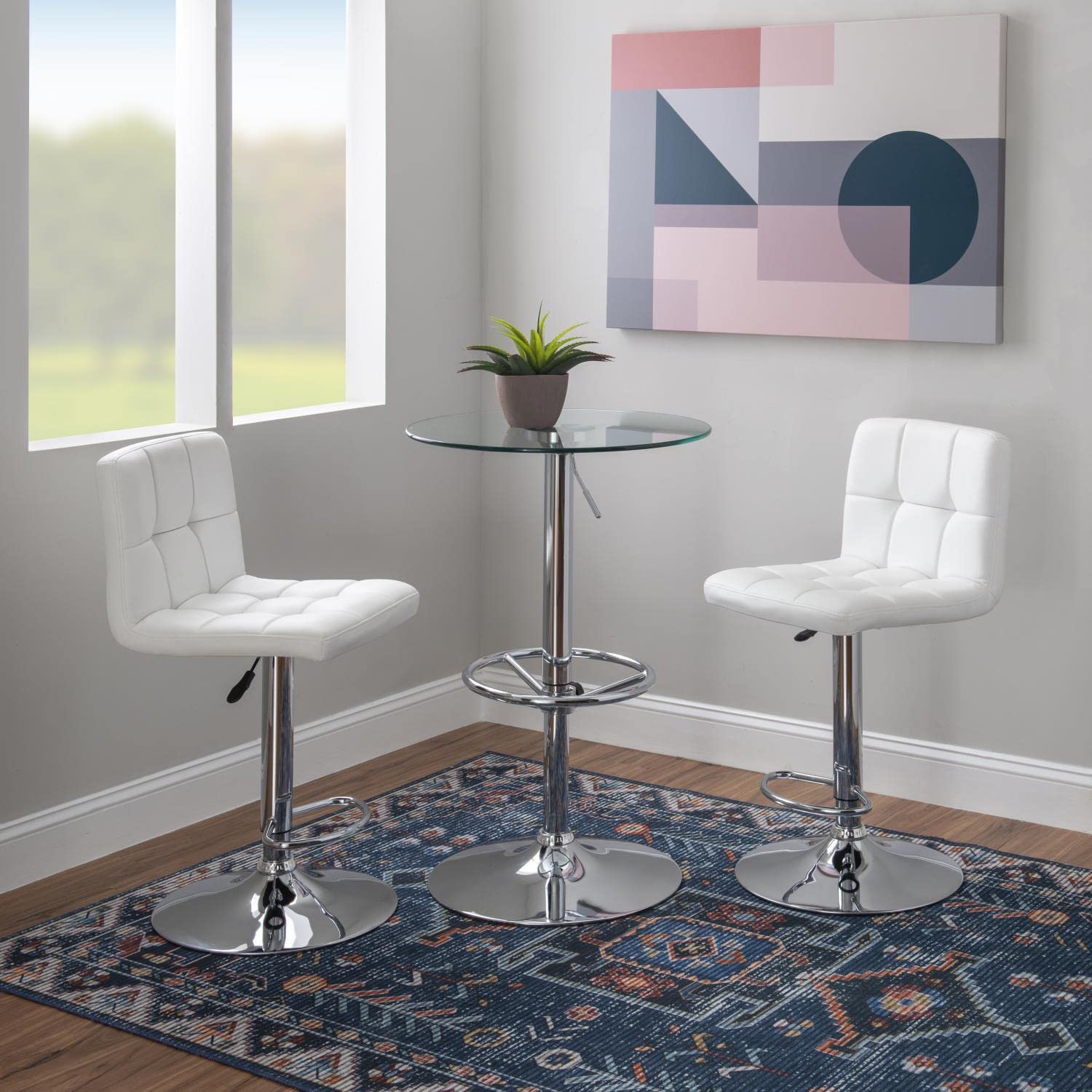 Jenna 3-Piece Pub Table Set in White - Perfect for Kitchen, Dining Room & Small Space Entertaining