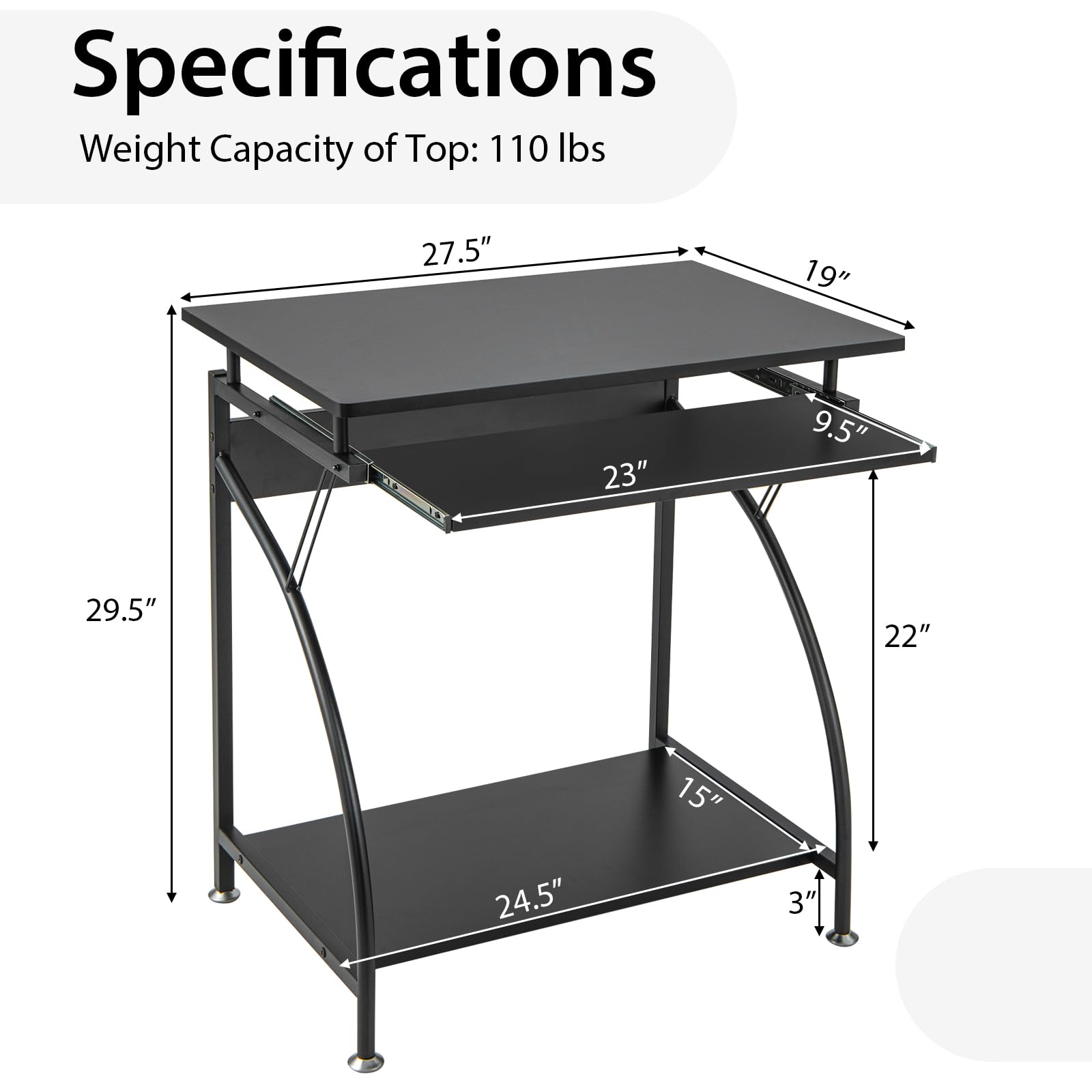 Tangkula Compact Computer Desk with Keyboard Tray & CPU Stand - Home Office Workstation, Study Writing Desk for Small Spaces, Portable PC Laptop Table for Bedroom - Perfect for Remote Work, Gaming & Small Apartment Living
