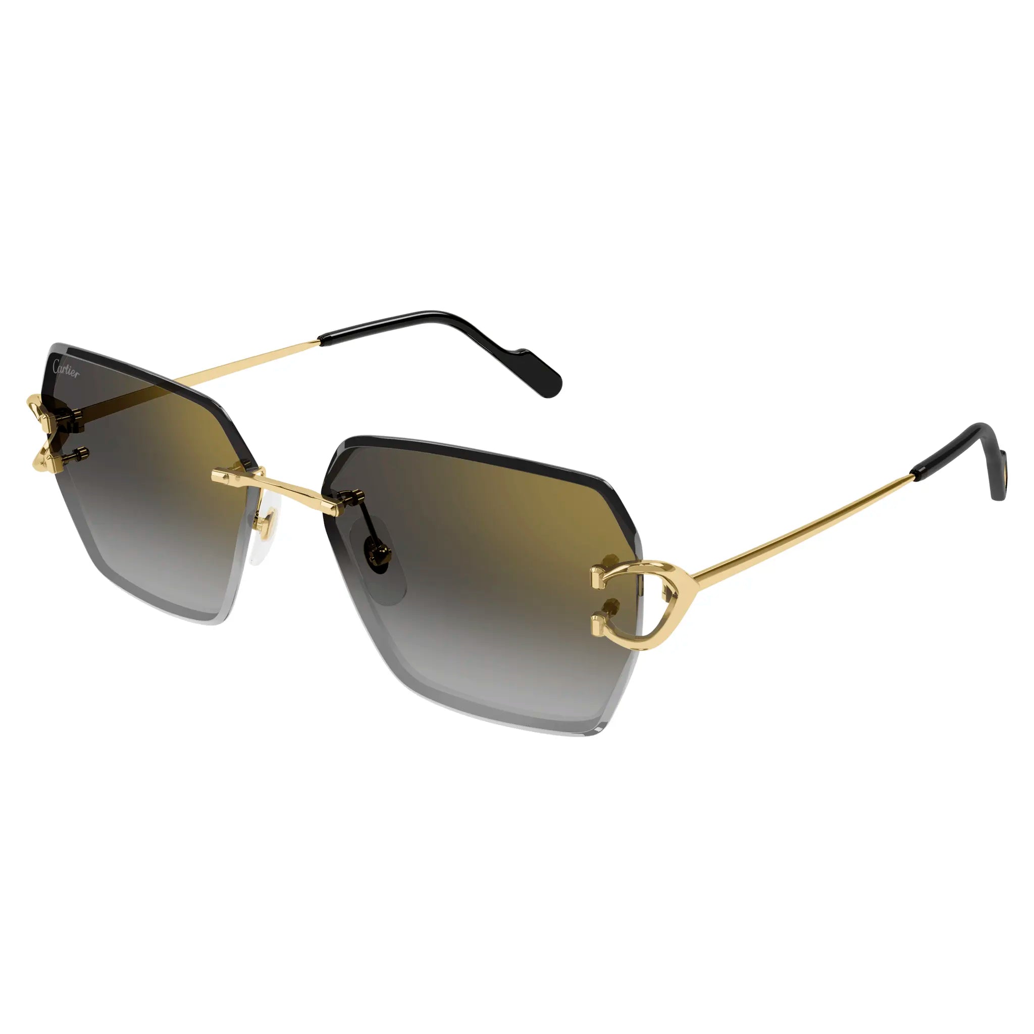 Cartier CT0466S 001 Gold Grey Aviator Sunglasses for Women - Luxury Designer Shades for Driving, Travel & Fashion