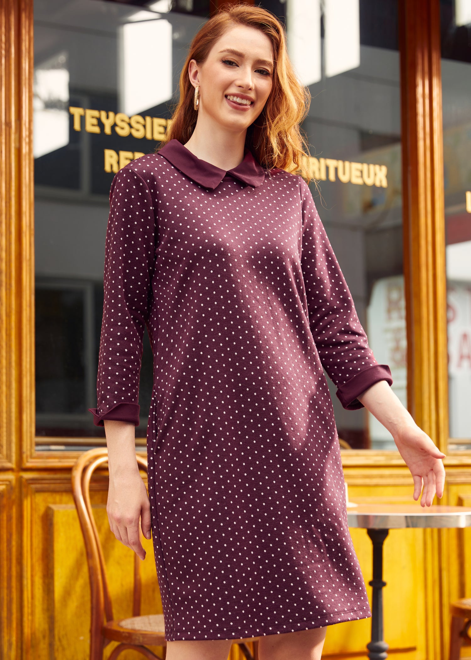 Stylish Burn After Reading Collared Shift Dress for Women - Perfect for Office, Party & Casual Wear