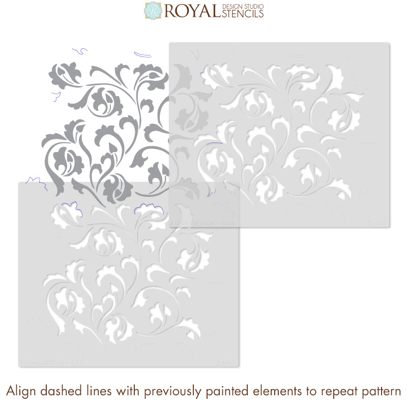 Scrollallover Furniture Stencil - Reusable DIY Wood Stencils for Painting & Decorating - Perfect for Home Decor, Cabinets, Walls, and DIY Craft Projects