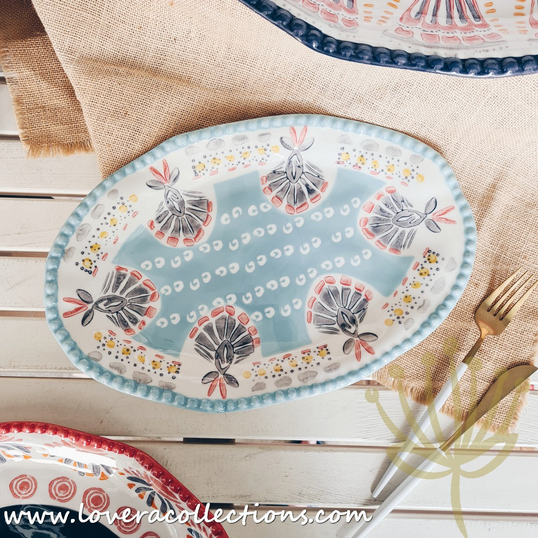 Stylish Afrocentric Light Blue Dinnerware & Serveware Set - Perfect for Family Dinners, Entertaining Guests & Cultural Celebrations