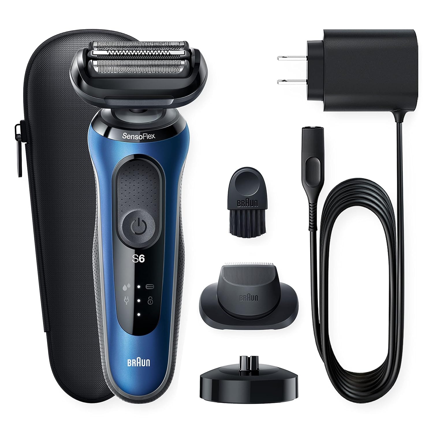 Braun Series 6 6040cs Electric Shaver for Men - Wet & Dry Rechargeable Cordless Foil Shaver with Precision Trimmer & Charging Stand - Blue | Perfect for Travel, Home & Office Use