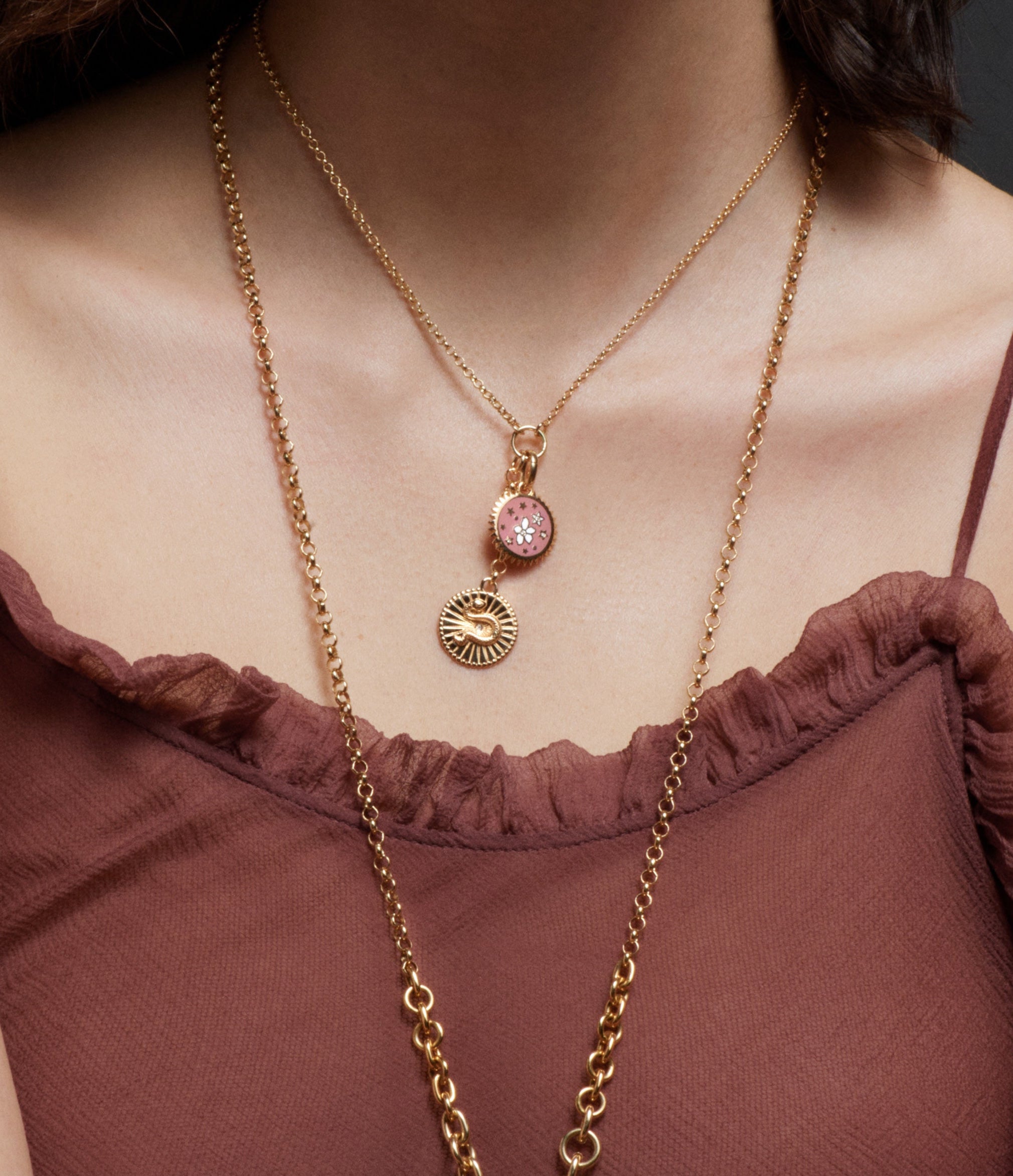Resilience Petite Ceramic Medallion Pendant Necklace - 14K Yellow Gold with Annex Link Chain | Elegant Jewelry Gift for Women, Perfect for Date Nights & Special Occasions