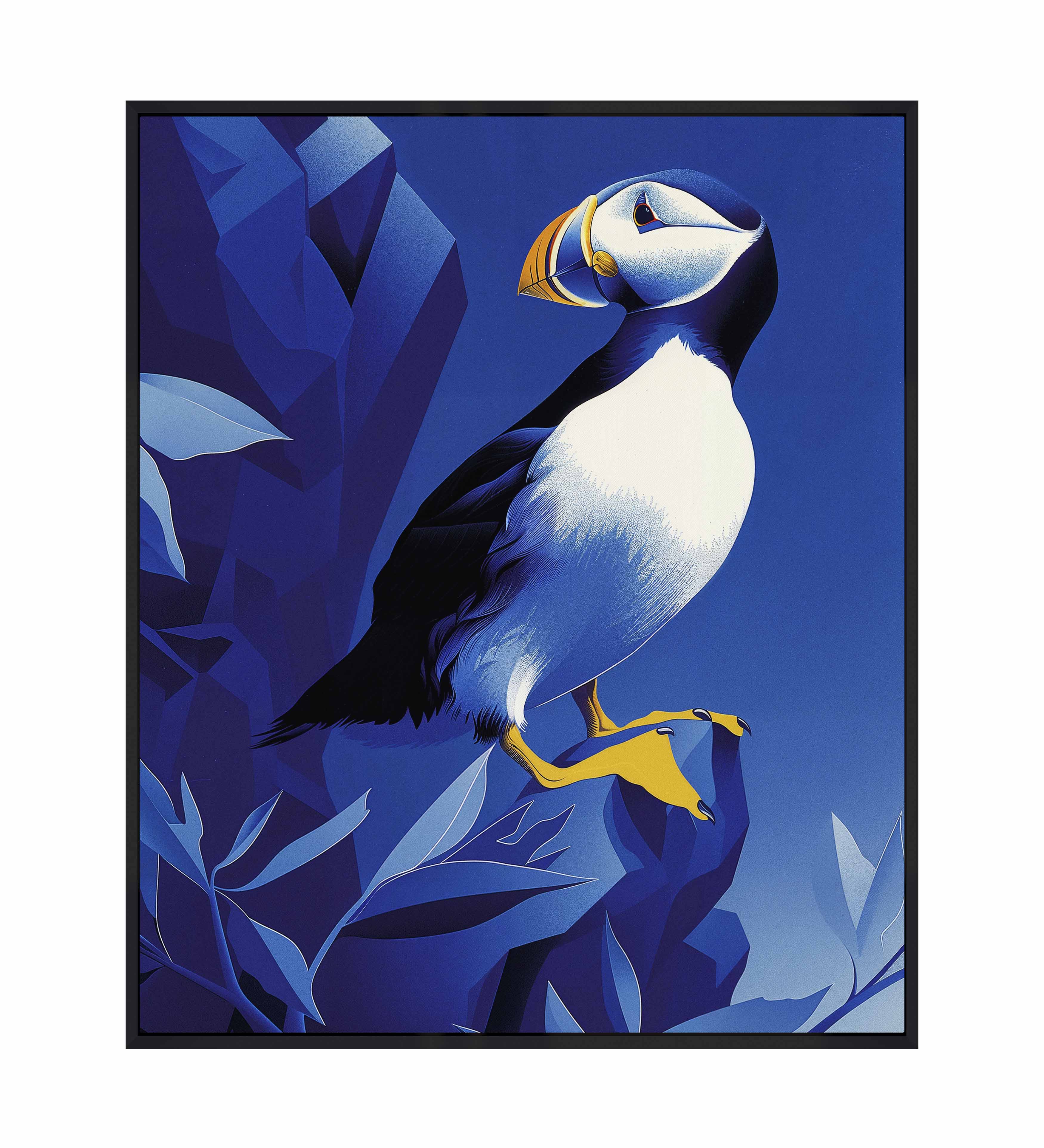 Arctic Sentinel - Puffin on Rocky Cliff Gallery Wrapped Canvas Wall Art - Perfect for Living Room, Bedroom & Office Decor