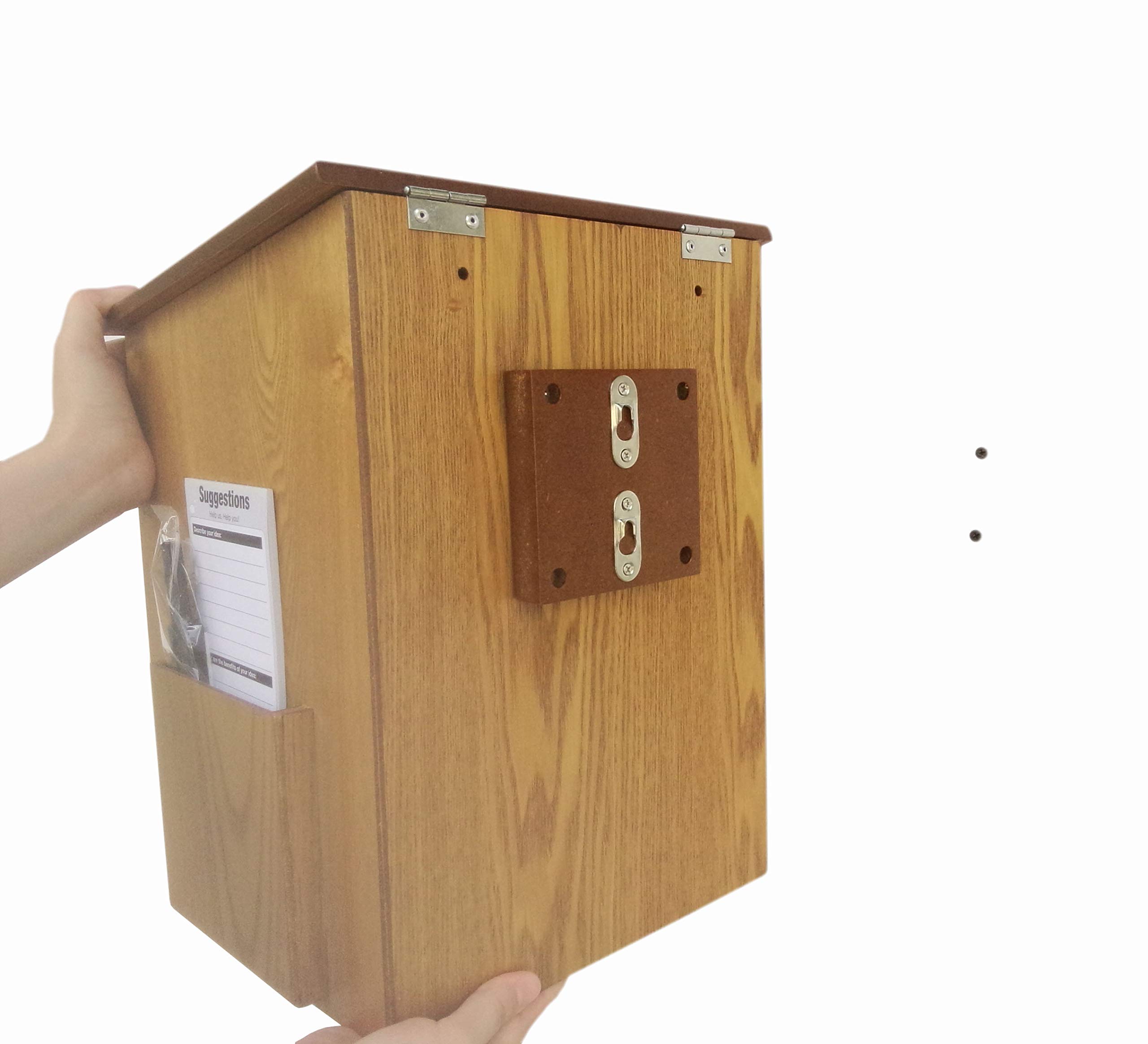 FixtureDisplays® Wooden Donation Box - Church Offering Box, Tithing Box, Suggestion Box & Feedback Ballot Box - 9.5