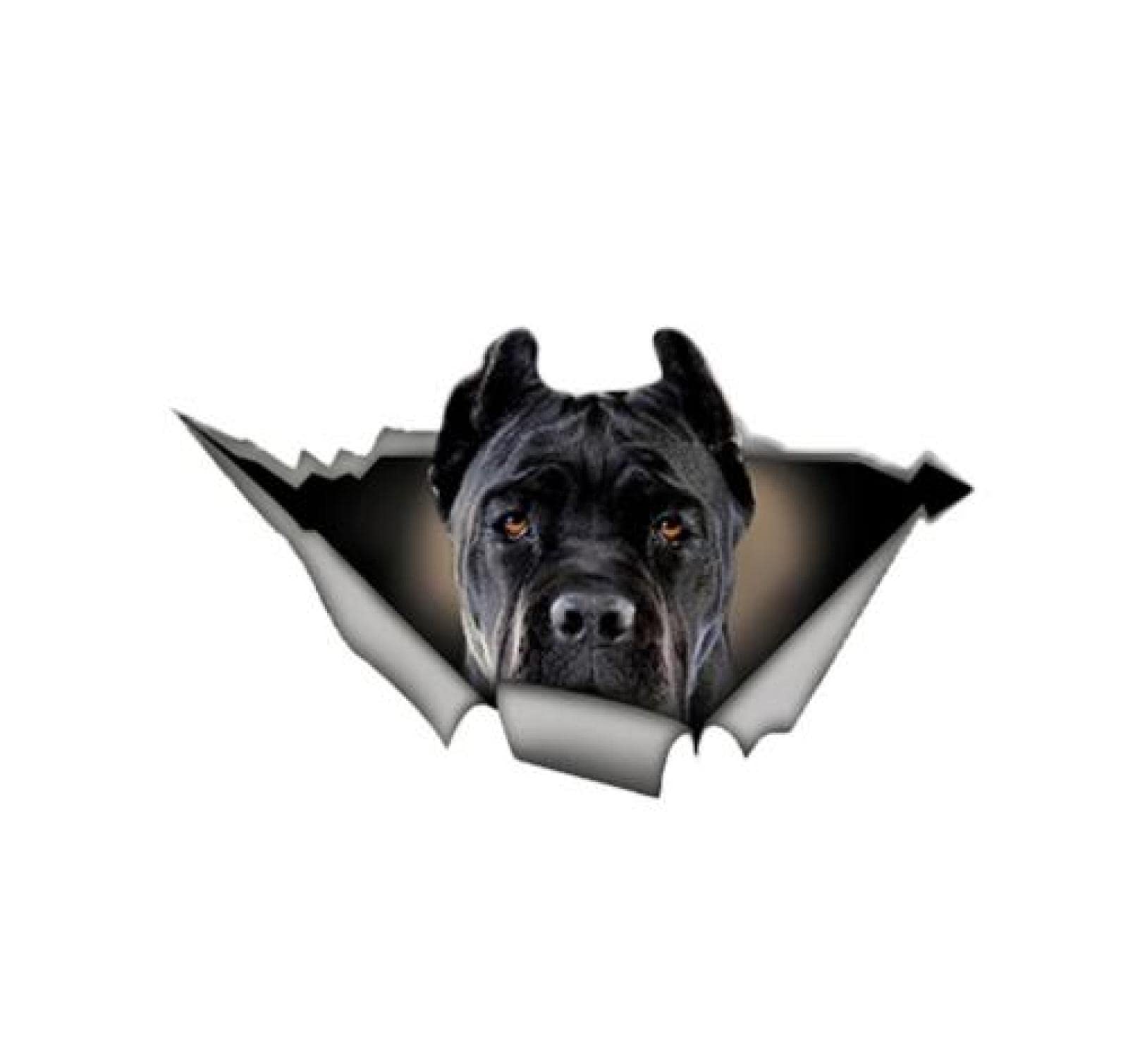 Funny 2Pcs 25Cm Black Cane Corso Car Stickers - Waterproof Reflective Torn Metal Decals for Dog Lovers - Perfect for Car Windows, Laptops & Pet Accessories
