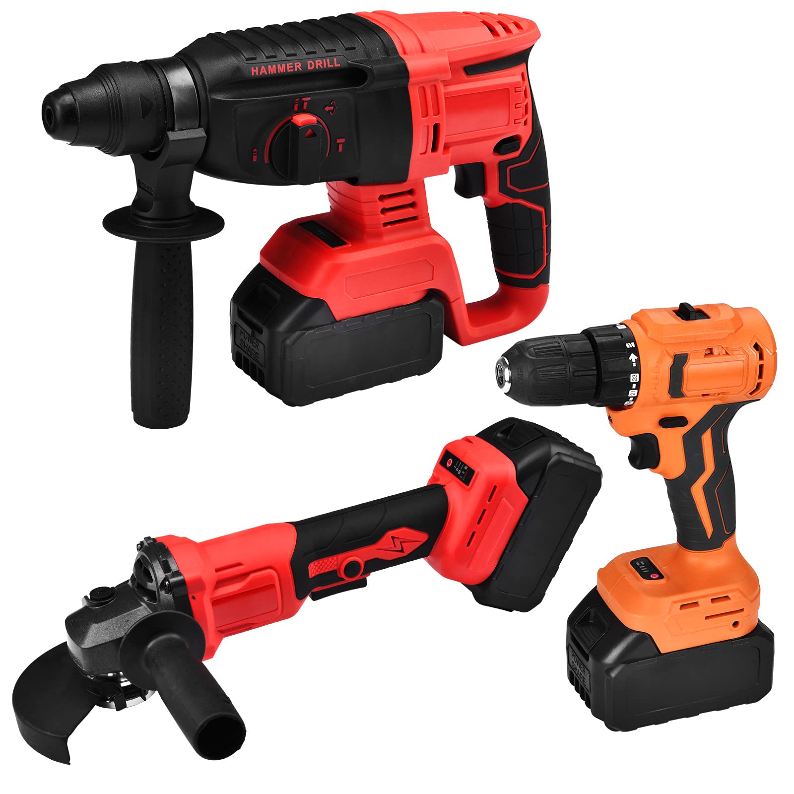 20V Cordless Angle Grinder & Impact Driver Combo Kit - 4000mAh Rechargeable Lithium Battery, Lightweight Electric Hammer Drill with LED Light - Perfect for DIY Projects, Metal Cutting, Woodworking & Home Renovations