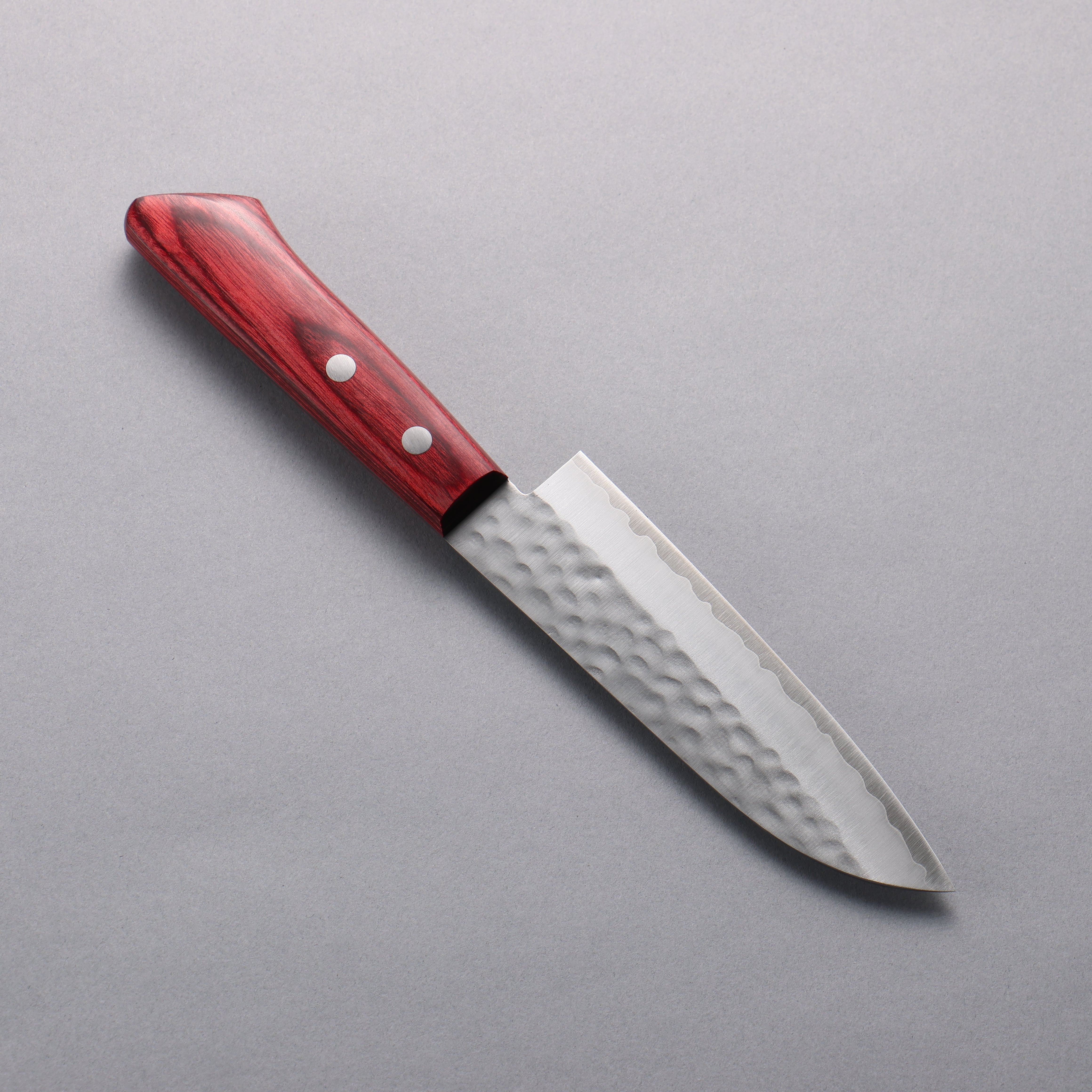 Kunihira VG1 Small Santoku Knife 130mm - Japanese Kitchen Knife with Red Pakkawood Handle - Perfect for Slicing, Dicing & Chopping Vegetables, Fruits & Meat