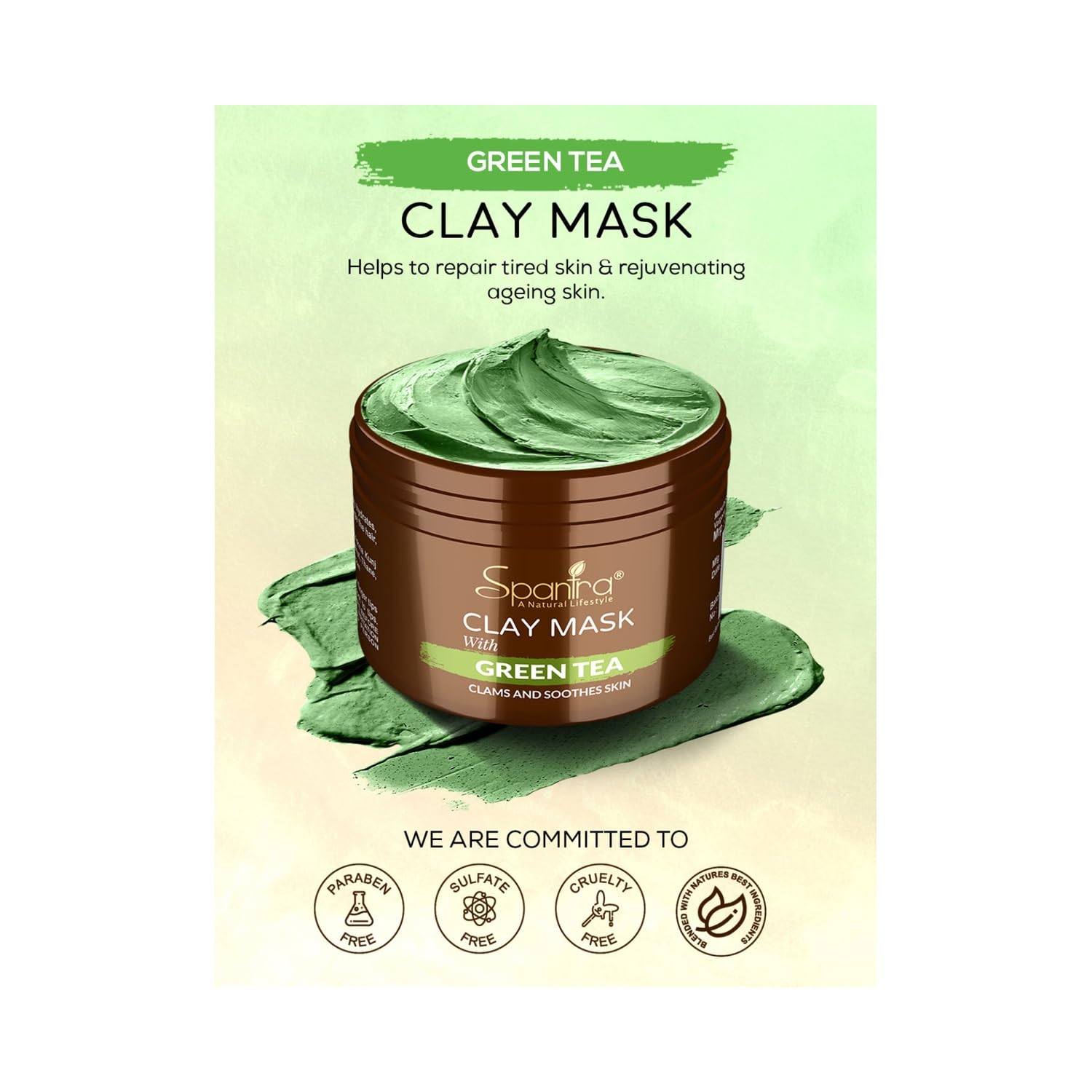 Spantra Green Clay Mask with Salicylic Acid & Matcha Tea - Acne Treatment for Oily & Acne-Prone Skin | Reduces Breakouts, Soothes Redness & Dark Spots | 125g Detoxifying Facial Mask for Pollution Defense & Skin Care | Perfect for Daily Use & Spa Nights at Home