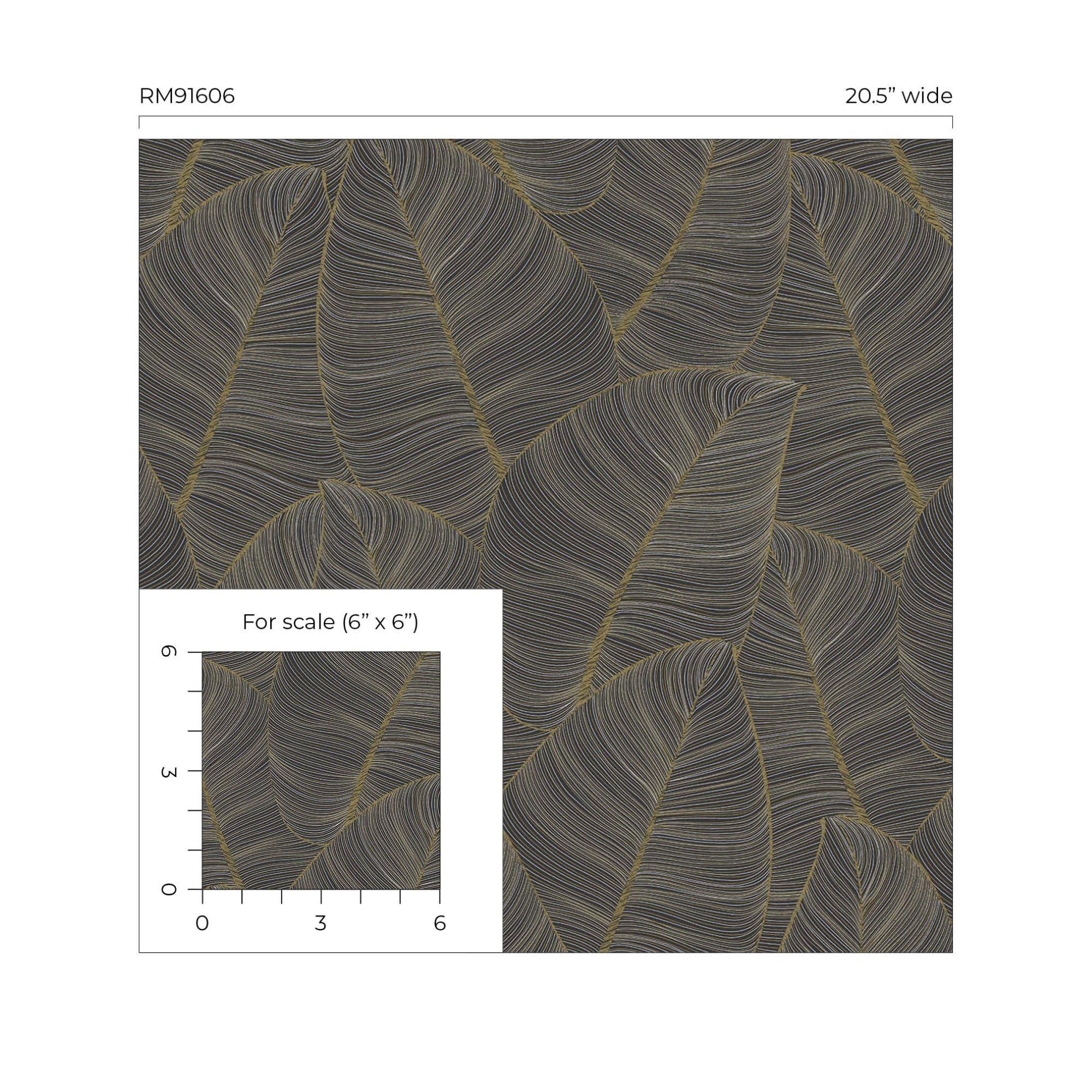 Premium Metallic Leaf Peel & Stick Wallpaper Roll - Black & Gold Design, Covers 56.05 sq ft - Easy DIY Home Decor for Living Room, Bedroom, or Accent Walls
