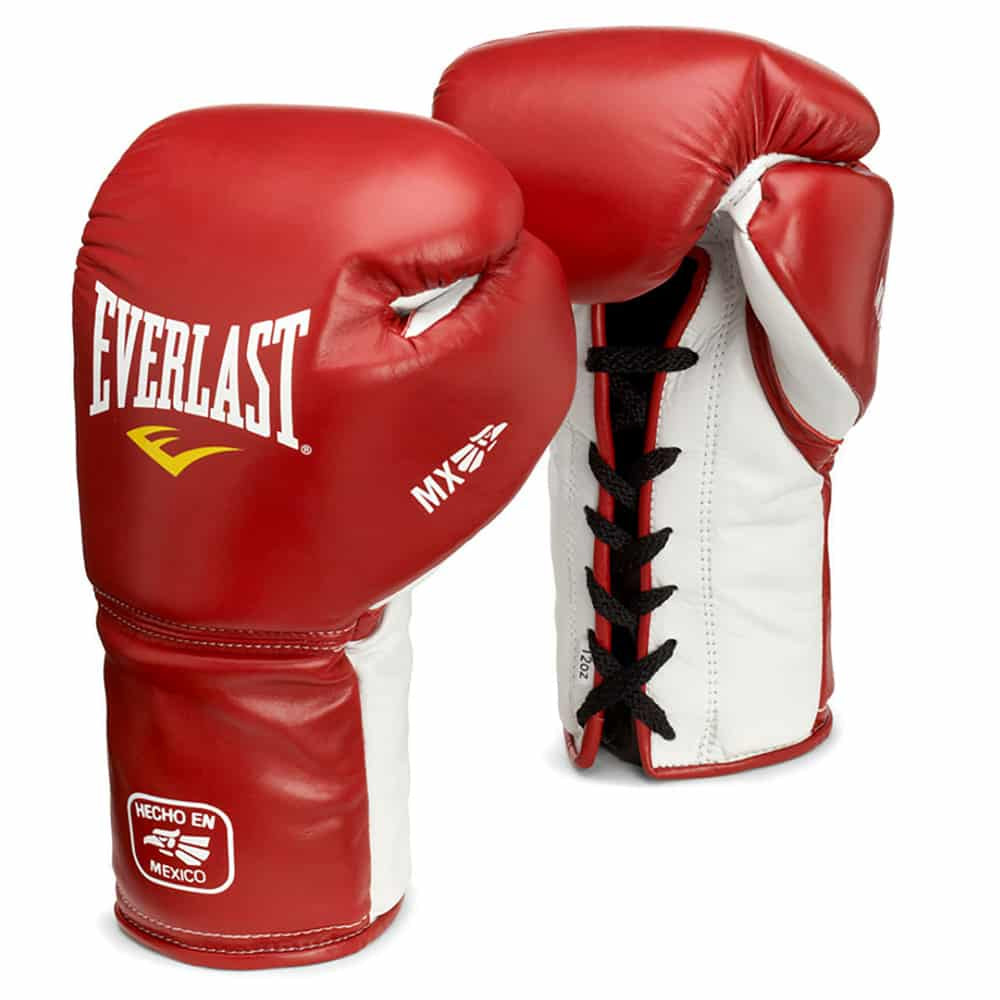 Everlast MX Lace-Up Boxing Gloves for Men & Women - Professional Training, Sparring & Heavy Bag Workouts - Premium Leather Punching Gloves for MMA, Kickboxing & Fitness Training