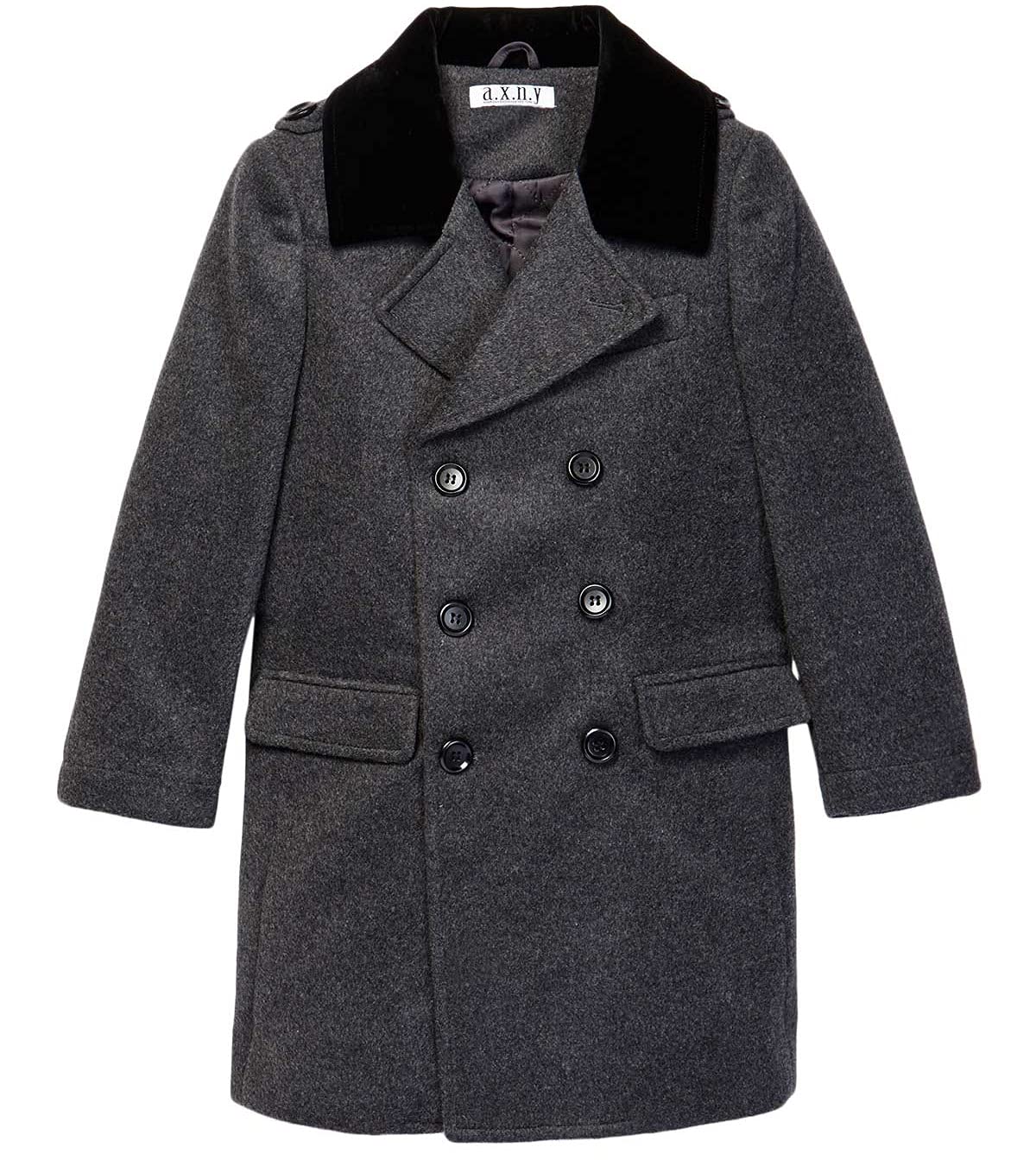Isaac Mizrahi Boys' 2-20 Velvet Collar Quilt-Lined Wool Blend Peacoat Coat - Warm Winter Jacket for School, Outdoor Activities & Special Occasions