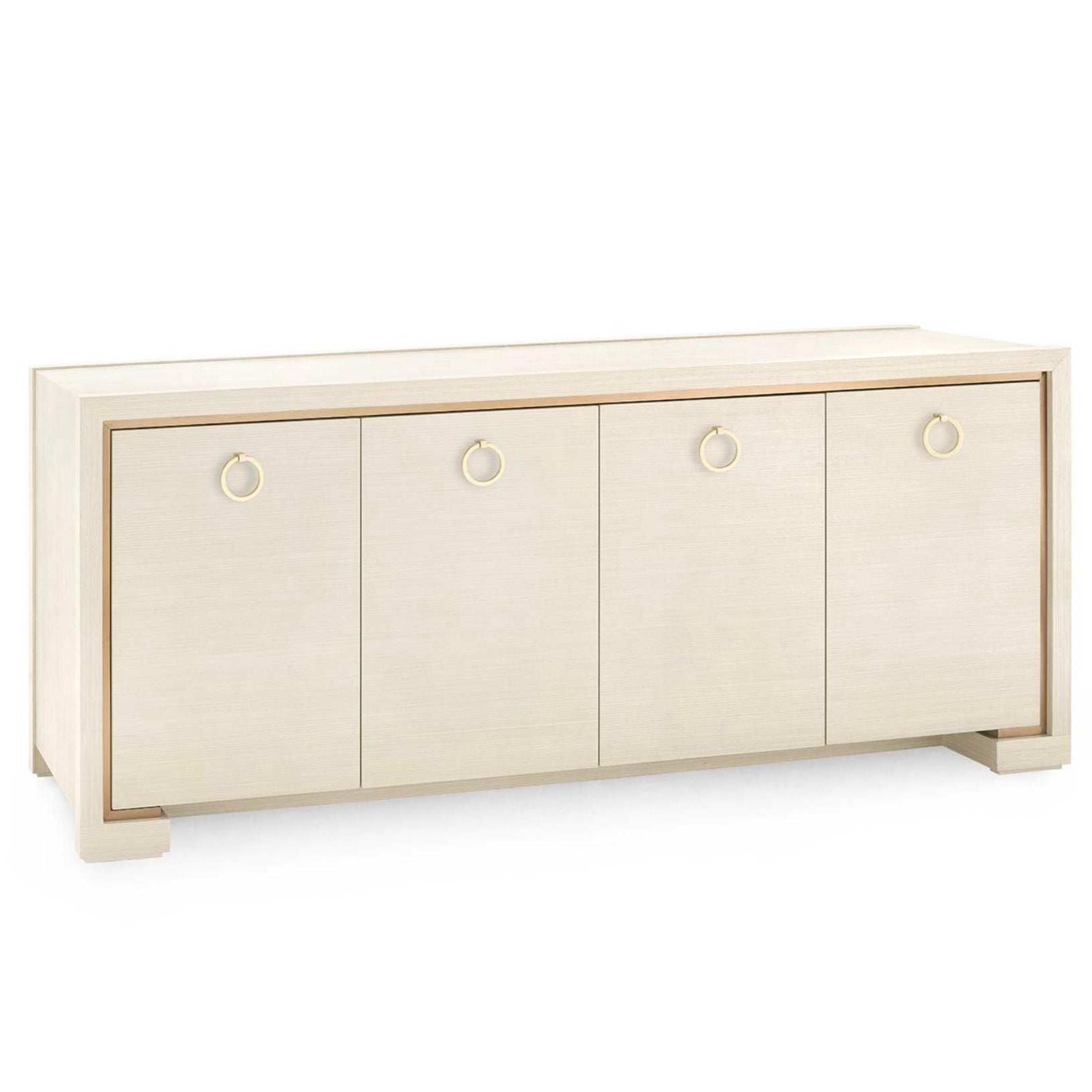 Blake Four Door Cabinet in Blanched Oak - Customizable Pull Options for Living Room, Bedroom & Office Storage
