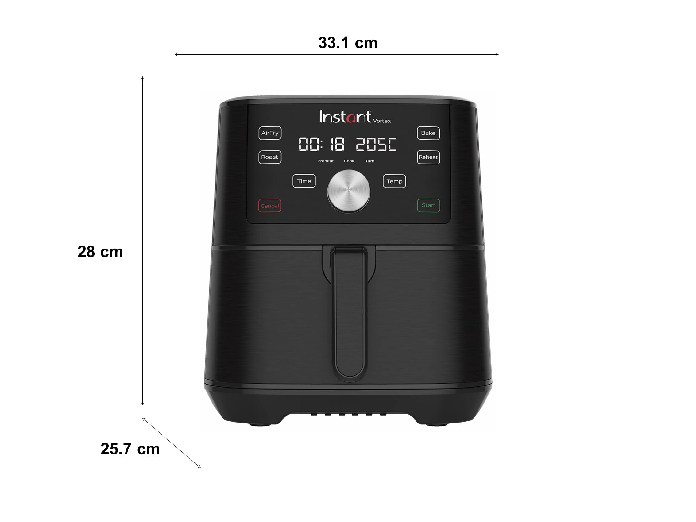 Instant Pot Vortex 4-in-1 Air Fryer 1650W, 3.7L - Healthy Hot Air Frying, Baking, Roasting & Food Warmer with Roasting Dish & Mini Oven | Perfect for Quick Meals, Family Dinners & Healthy Cooking (Black)