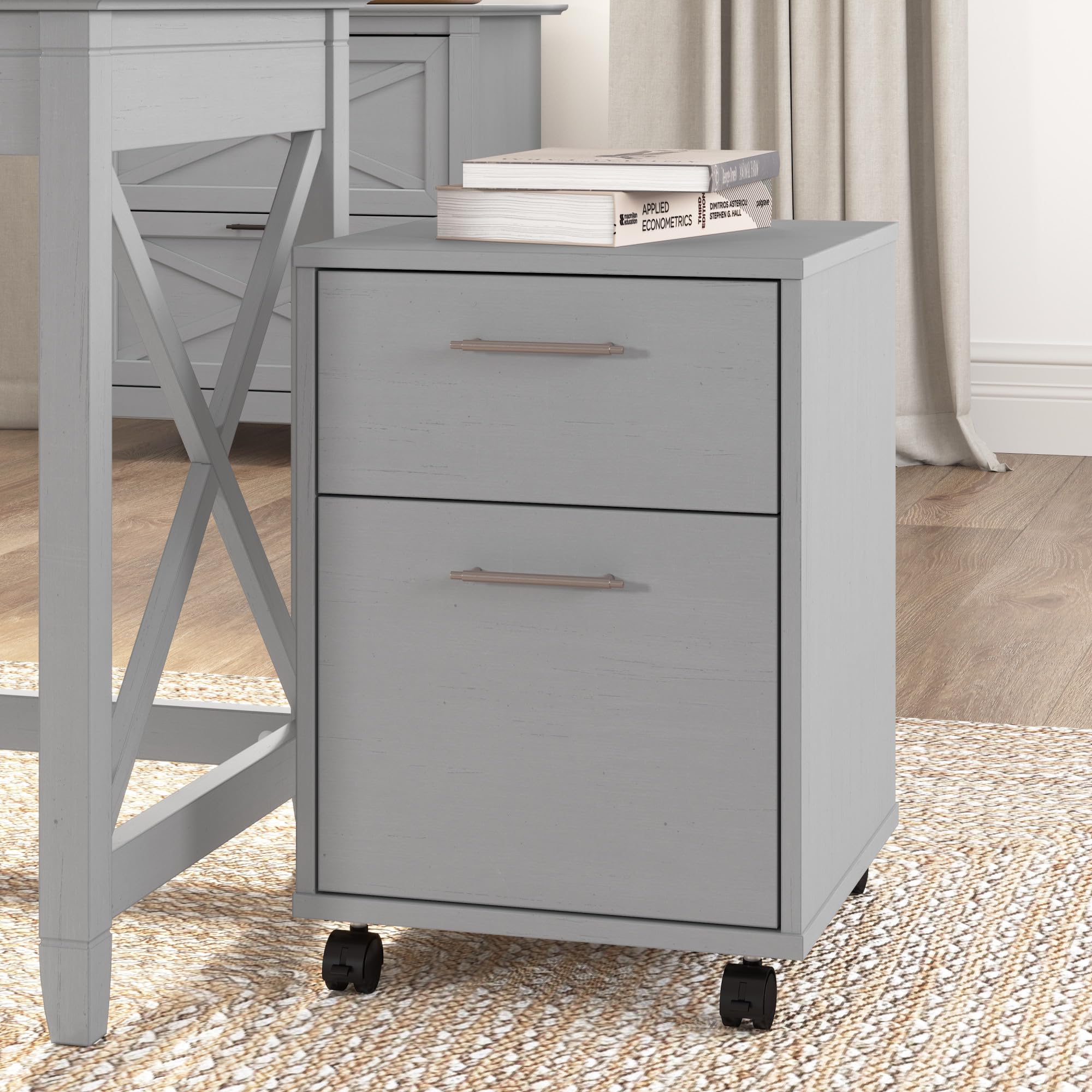 Bush Furniture Key West 2-Drawer Rolling File Cabinet - Mobile Storage Cabinet for Home Office, Small Under Desk Organizer with Wheels, Cape Cod Gray - Perfect for Office Organization & Small Space Storage Solutions