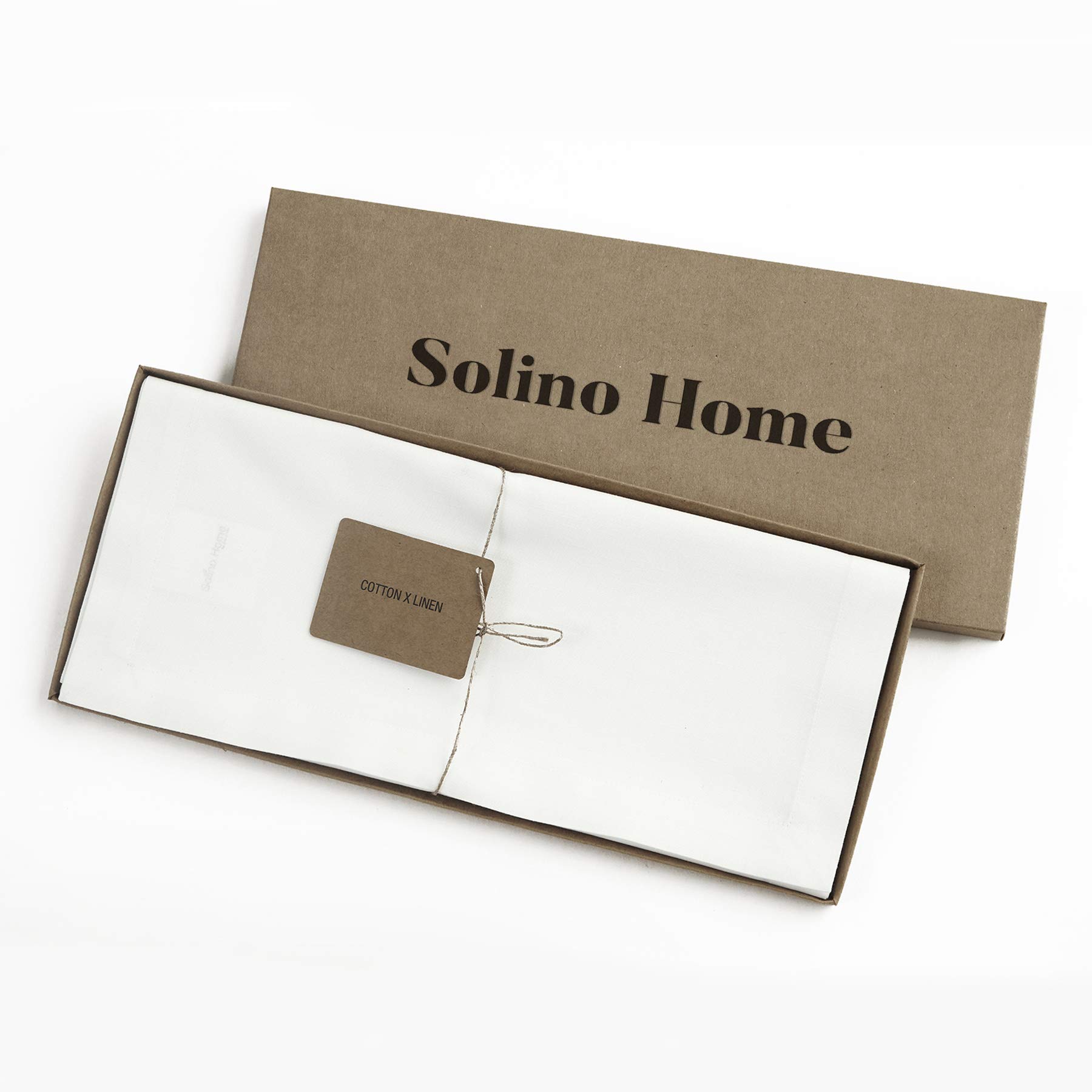 Solino Home 90 Inch Cotton Linen Table Runner - White 14x90 Inch Dining Table Decor for Wedding, Party, Easter & Spring Decorations - Perfect for Holiday Tablescapes, Buffet Serving & Home Decor
