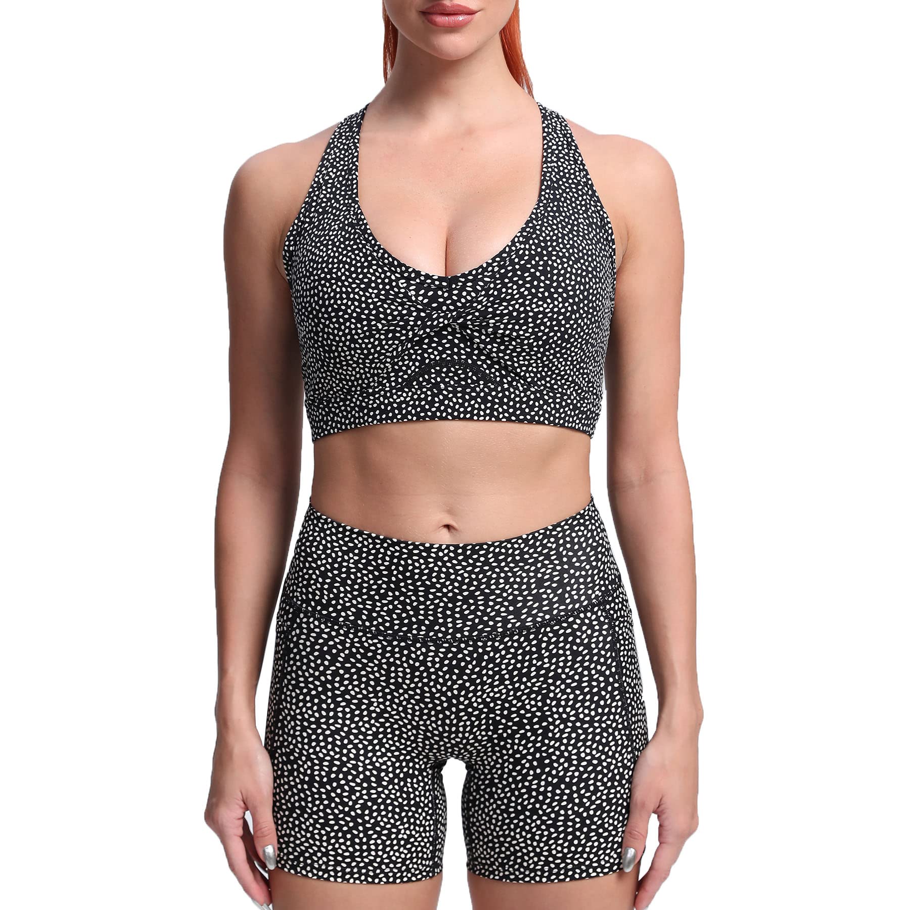 Aoxjox Women's Twist Sports Bra - Elegant V Neck Racerback Yoga Crop Top for Workout, Fitness & Training | Perfect for Gym, Running & Yoga Sessions