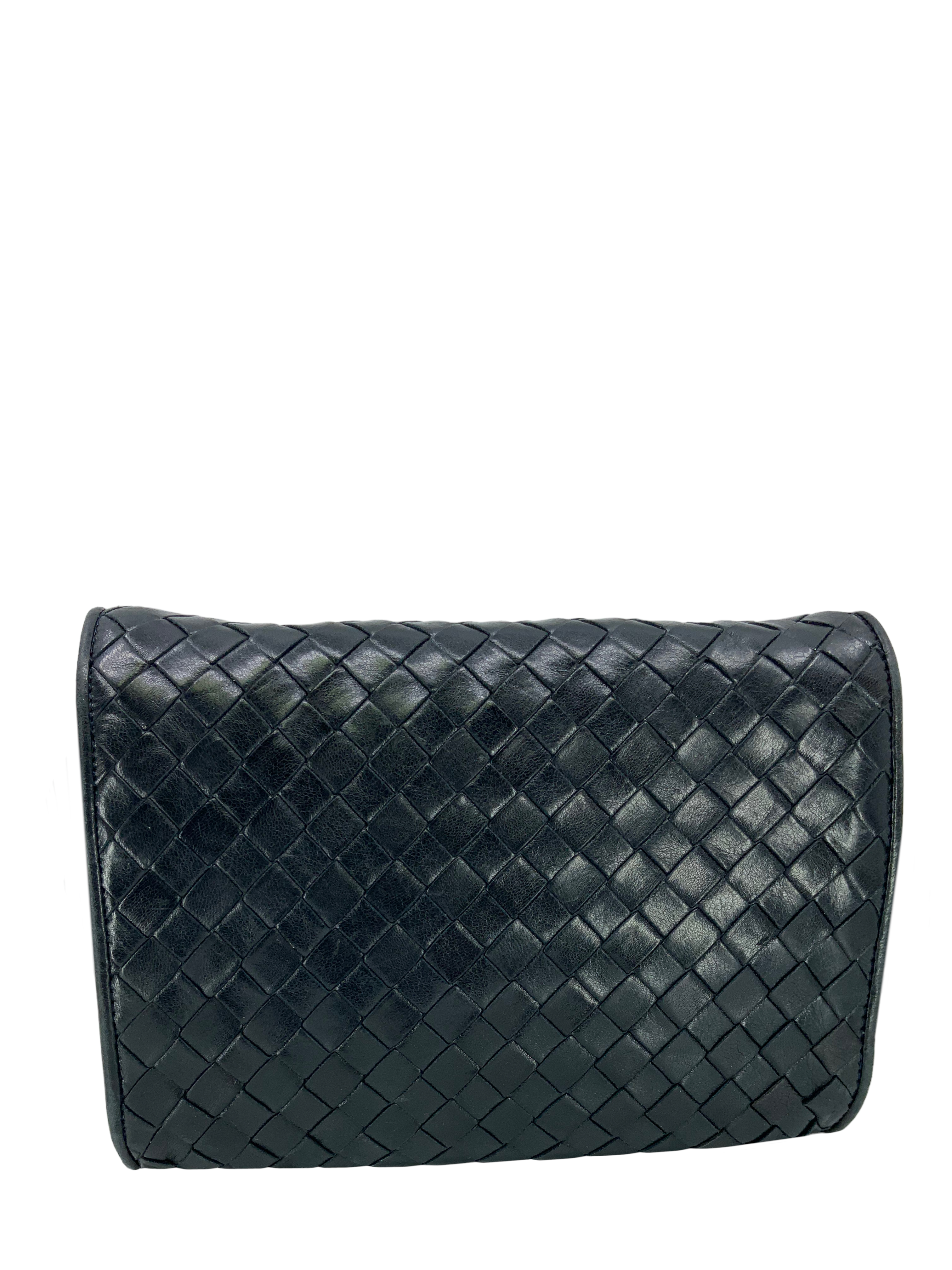 Bottega Veneta Vintage Intrecciato Leather Flap Crossbody Bag for Women | Genuine Leather Shoulder Purse | Perfect for Date Night, Travel & Everyday Use