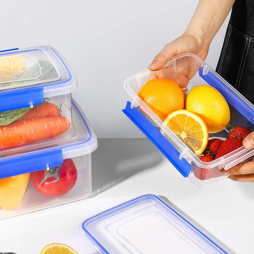 5-Piece Airtight Plastic Food Storage Containers Set - BPA-Free Fridge Organizer with Lids for Salad, Lunch, Fish, Meat, Vegetables & Fruits - Perfect for Meal Prep, Kitchen Organization & On-the-Go Snacks