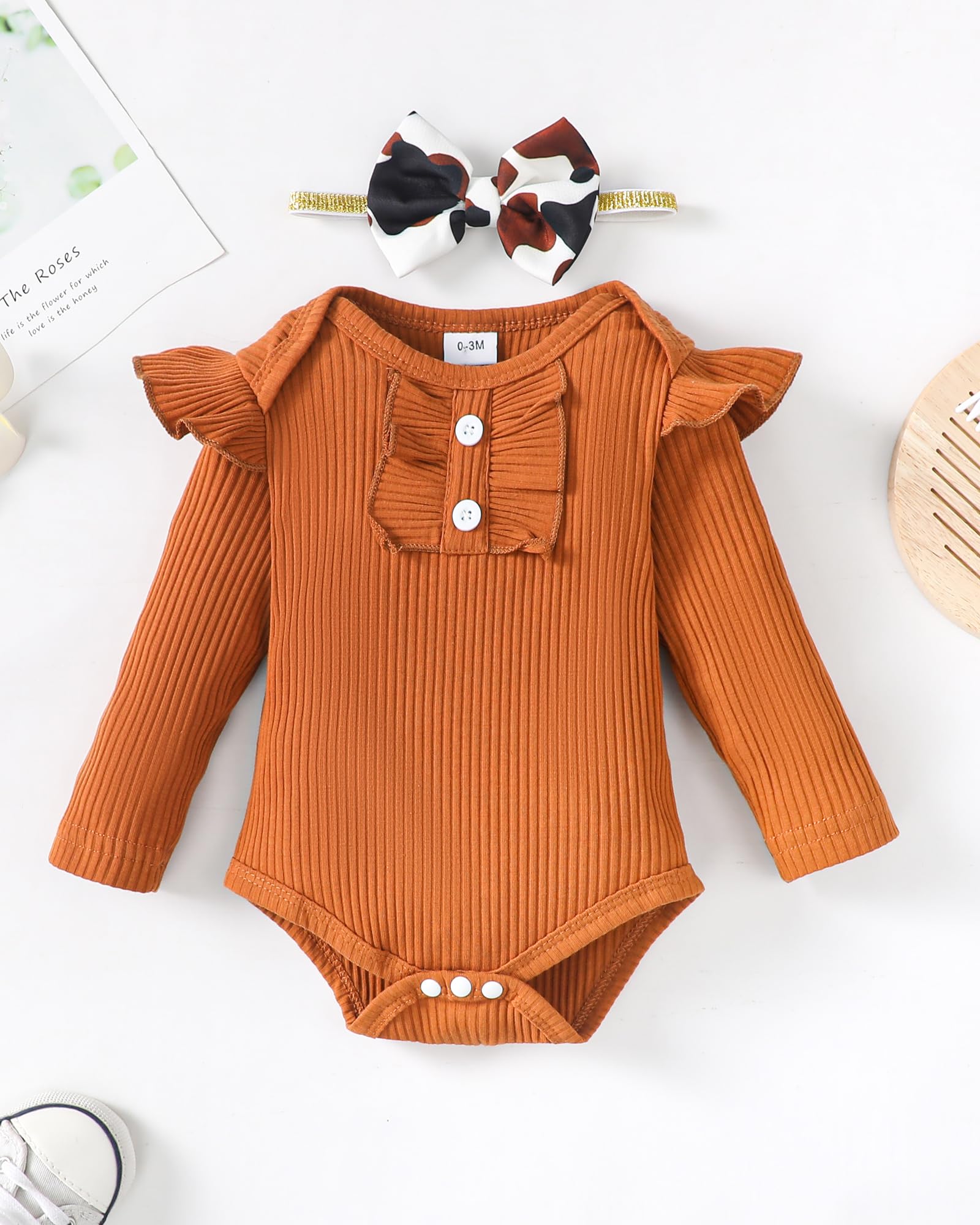 Mioglrie Newborn Baby Girl Clothes Set - Soft Cotton Floral Romper & Pants Outfit for 0-12 Months | Perfect for Photoshoots, Playdates & Special Occasions
