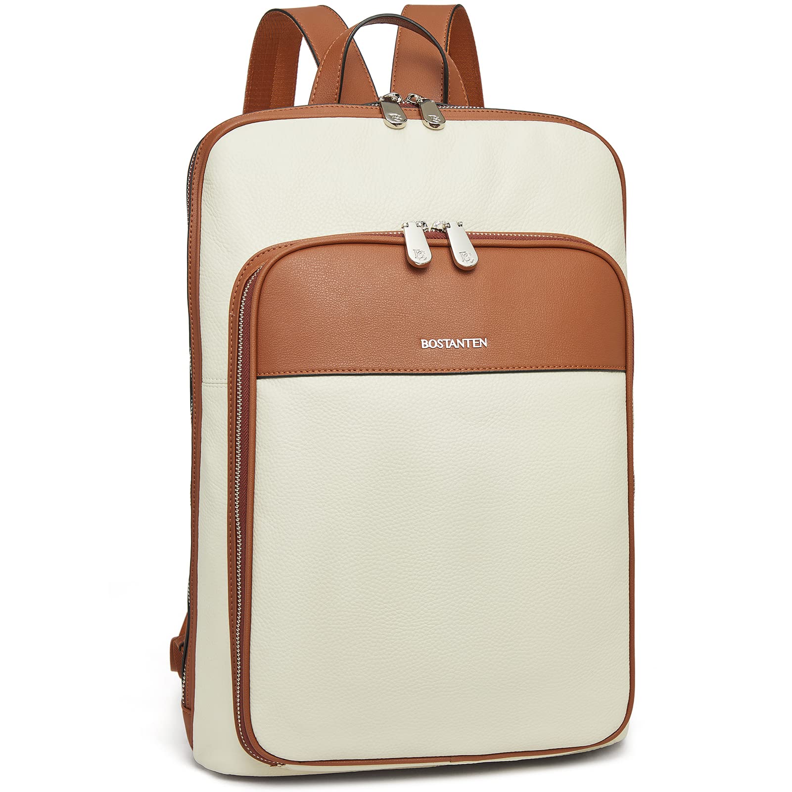 BOSTANTEN Genuine Leather Laptop Backpack for Women - 15.6 Inch Business Computer Bag with USB Charging Port - Waterproof Travel Backpack for Work, College & Daily Commute - Perfect for Office Professionals & Students