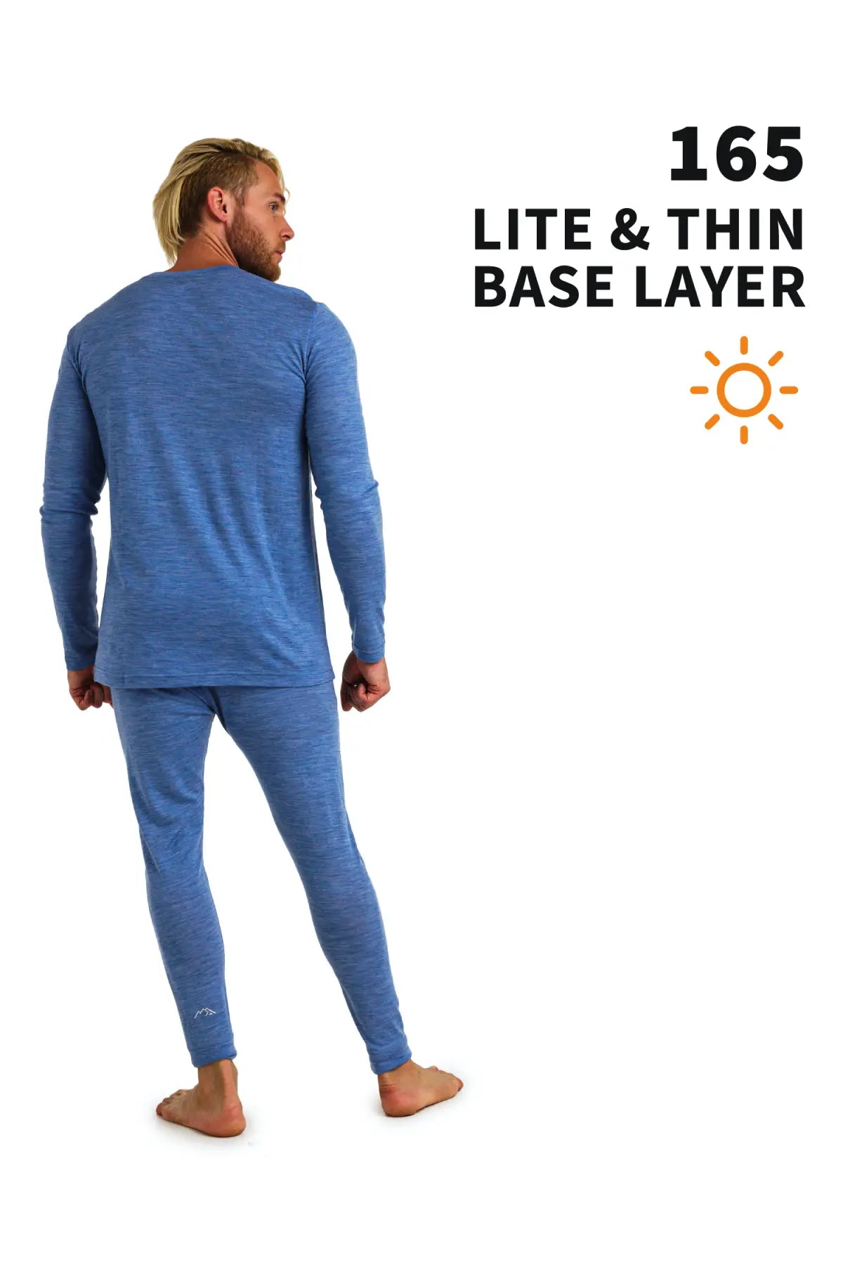 Men's Merino Wool Thermal Underwear Set - 165 GSM Warm Base Layer for Winter - Deep Blue Color - Perfect for Skiing, Hiking & Cold Weather Activities