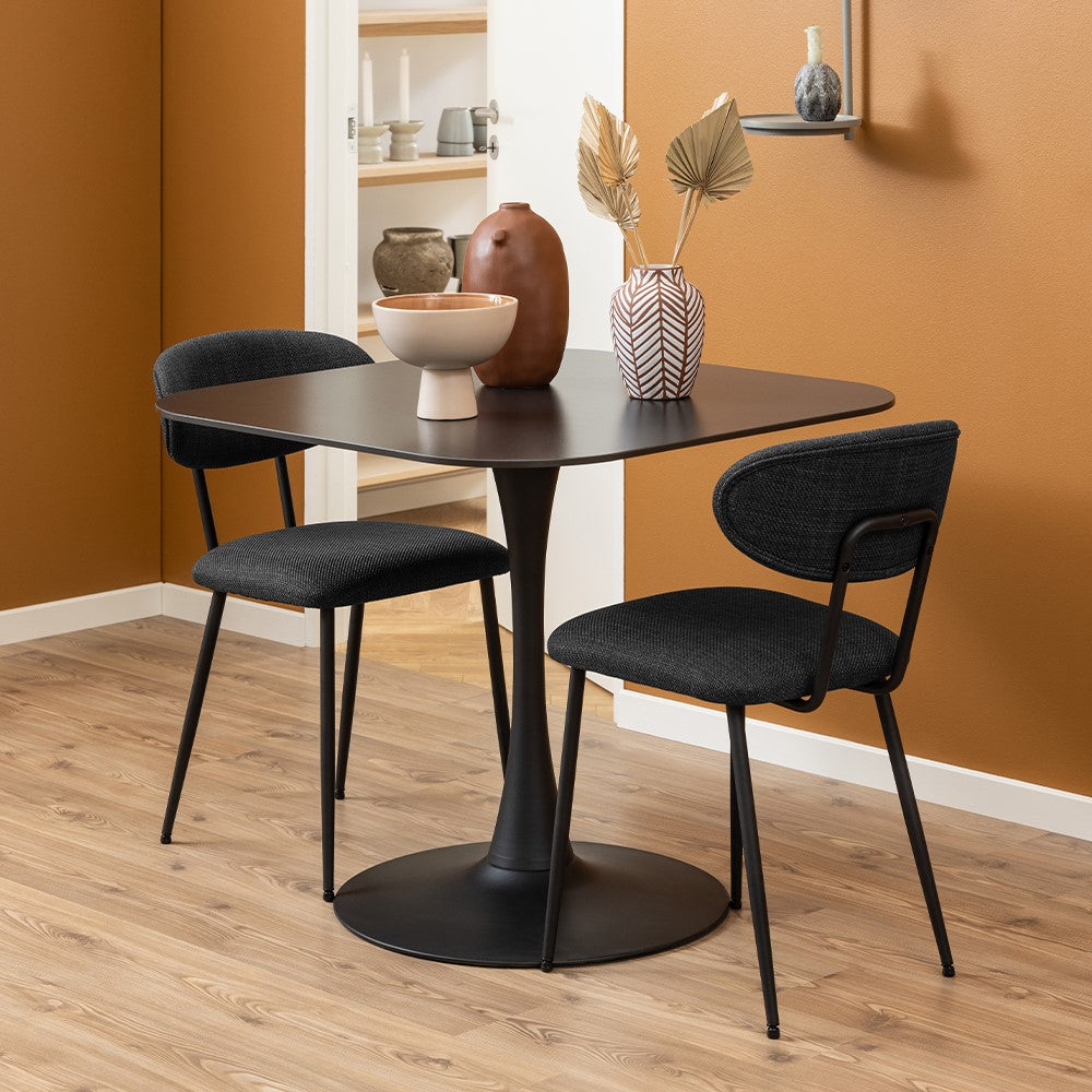 MARTA 90cm Square Dining Table - Modern Black Kitchen Table for Small Spaces | Perfect for Apartments, Breakfast Nooks & Cozy Dining Areas