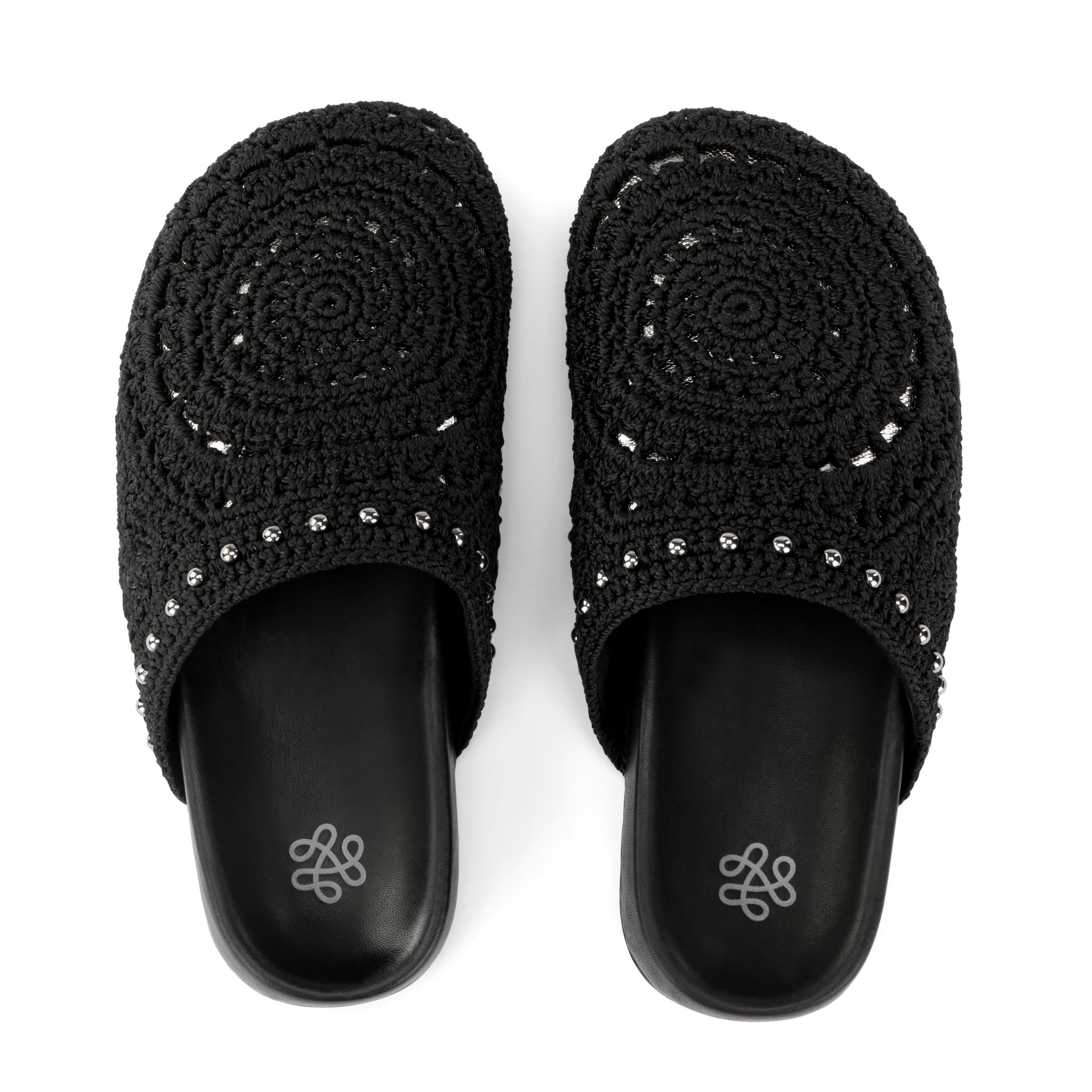 Bolinas Clog Hand Crochet Black Medallion - Comfortable & Stylish Women's Slip-On Shoes for Casual Wear, Beach & Home