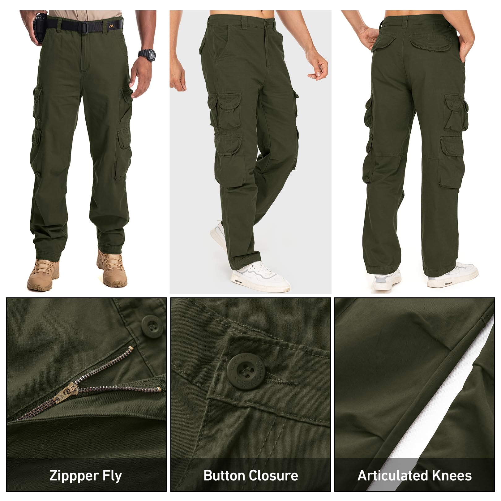 Men's Cargo Pants - Cotton Ripstop Hiking & Work Pants with Multiple Pockets | Comfortable Outdoor & Casual Wear for Hiking, Camping, Work & Everyday Use