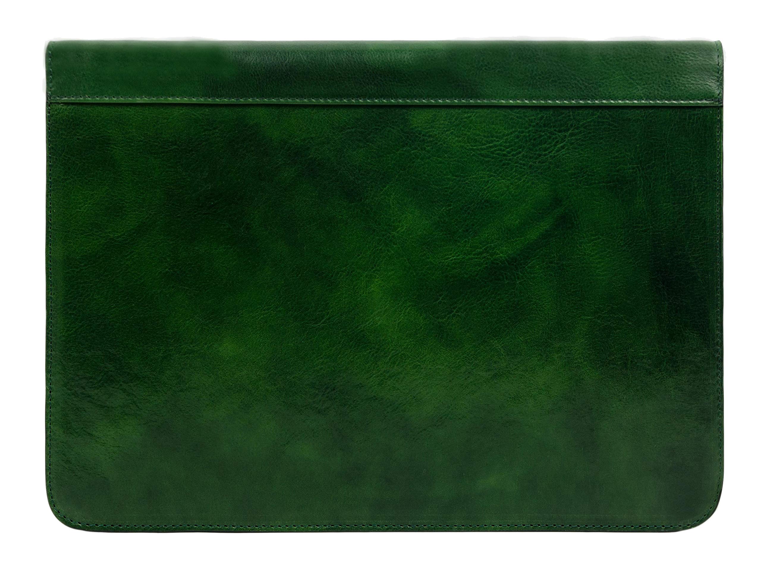 Premium Italian Handcrafted Leather Portfolio Organizer - A4 Document Folder with Time Resistance - Elegant Green Padfolio - Perfect for Business Meetings, Office Use & Professional Gifts (Includes Gift Box)