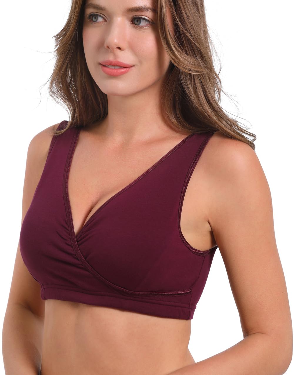 SUIEK 4 Pack Nursing Sleep Bra - Maternity Bralette for Breastfeeding - Ultra Soft Cotton Nursing Bras for Comfort - Perfect for Nighttime Nursing & Postpartum Recovery