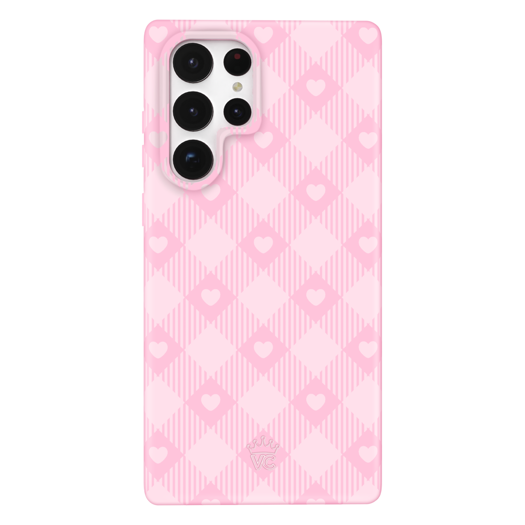 Pink Gingham Samsung Phone Case - Cute & Stylish Protective Cover for Samsung Galaxy - Perfect for Everyday Use, Work & Travel