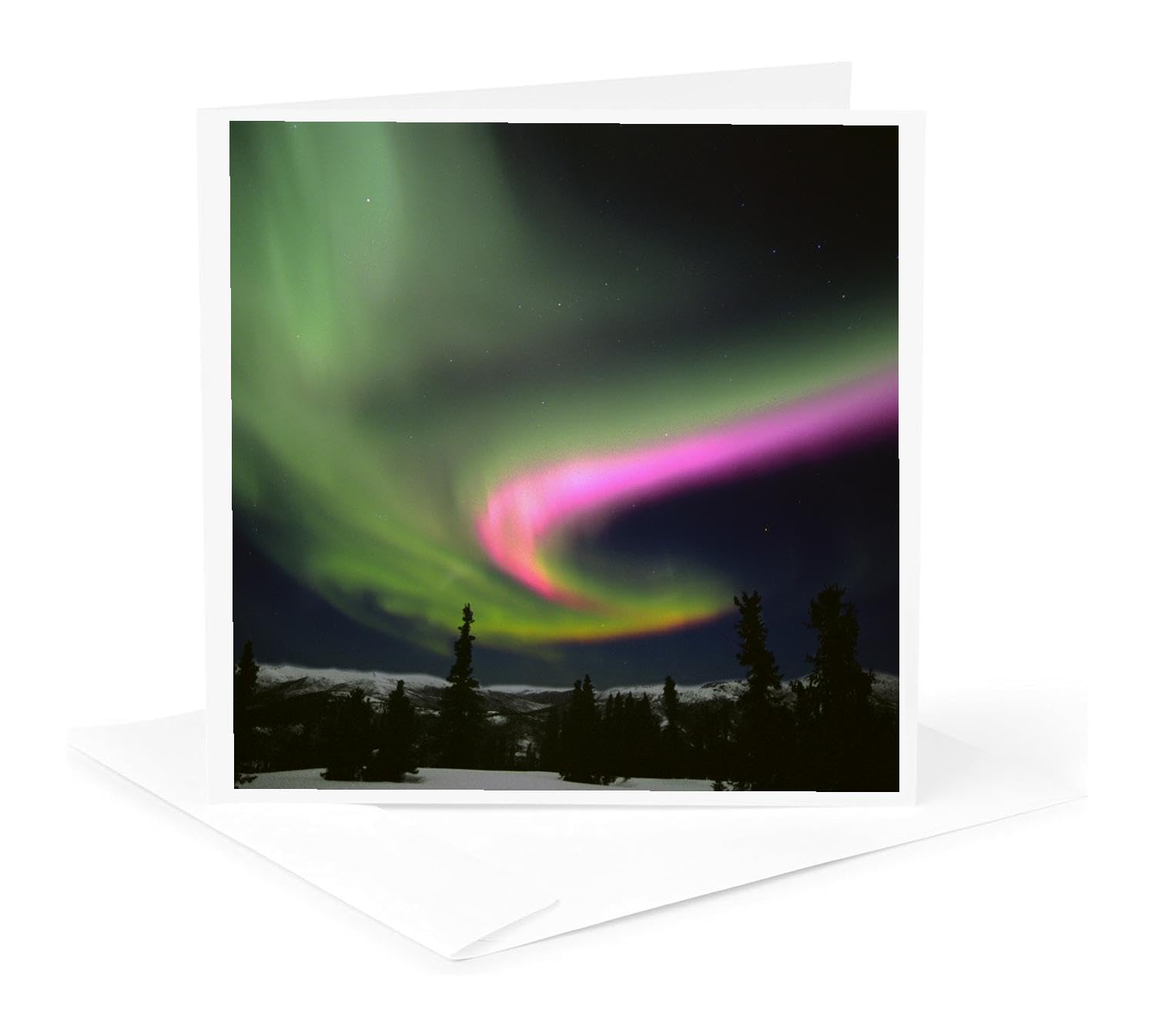 Beautiful Alaska Northern Lights Greeting Card - Aurora Borealis & Hot Springs Scenic Design - Perfect for Holidays, Birthdays & Special Occasions - US02 FZU0004 by Frank Zurey