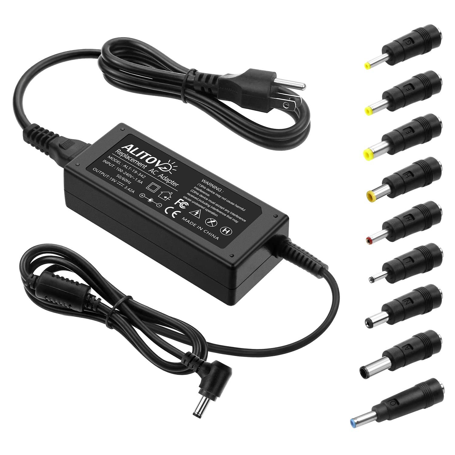 ALITOVE 65W 45W 33W Universal Laptop Charger Power Adapter - 19V 3.42A-1.7A AC/DC Power Supply Cord Compatible with Samsung LG TV, HP Acer ASUS Toshiba Laptops & Monitors - Perfect for Home Office, Gaming & Entertainment Setup