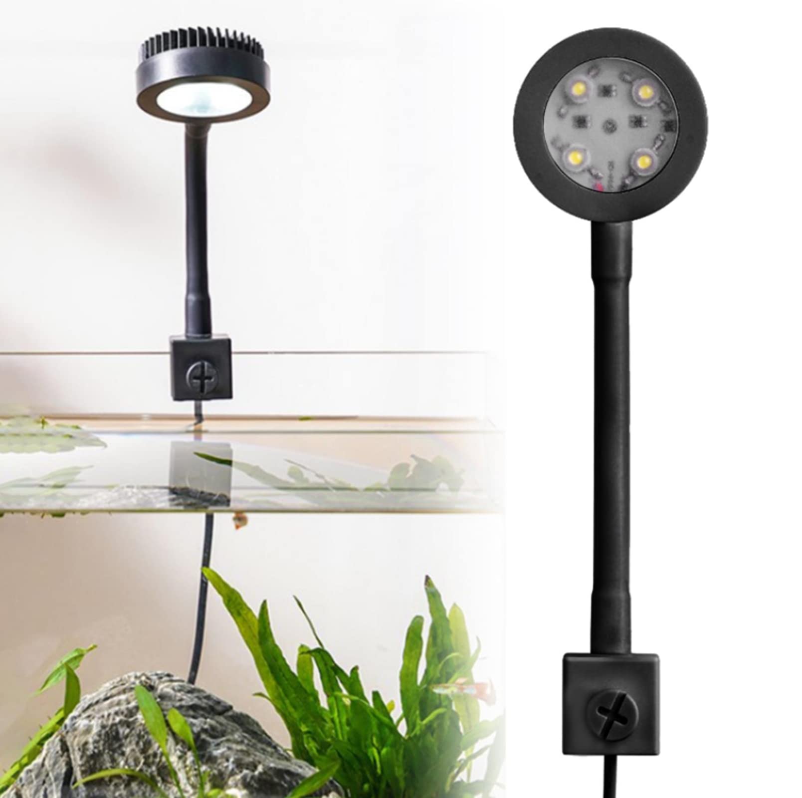 PakyKai LED Aquarium Light - Waterproof Clip-On Fish Tank Light with USB Power Switch for Small Fishbowl & Micro Tanks | High Brightness for Aquatic Plants & Decor | Perfect for Home, Office Desktop Aquariums